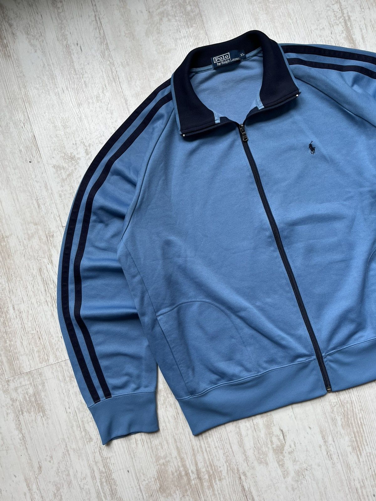 Polo Ralph Lauren × Vintage Vintage 90s Polo RL Blue Track Jacket Full Zip Logo Athletic Size US XL / EU 56 / 4 - 2 Thumbnail