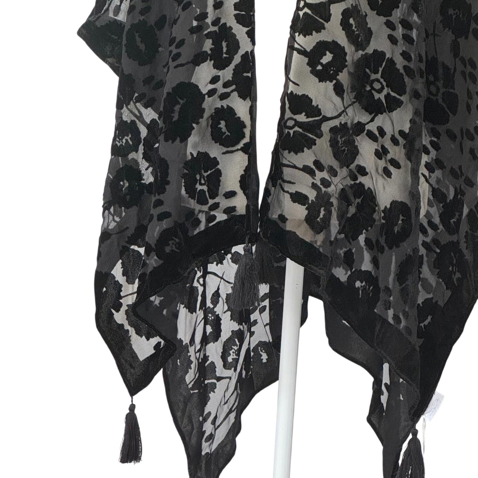 Other Rock Flower Paper Black Velvet Burnout Kimono Wrap One Size Size ONE SIZE - 11 Thumbnail