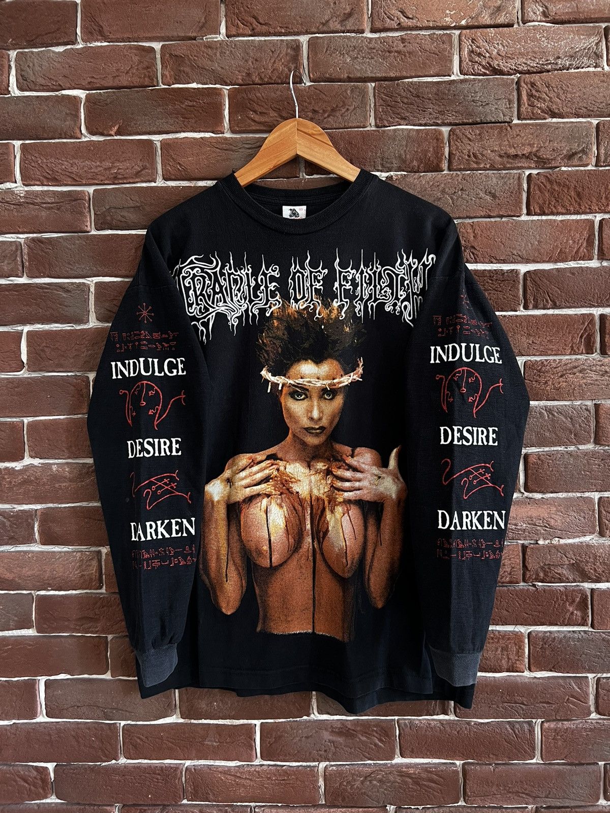 image of Band Tees x Grail Vintage 1998 Cradle Of Filth "praise The Whore" Band Tshirt in Washed Black (Size