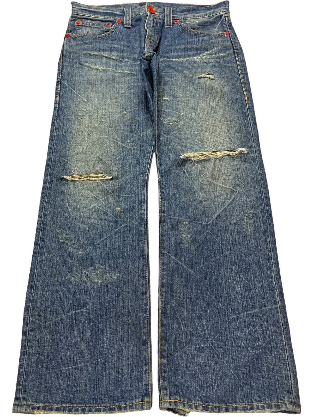 Japanese Brand Vintage Japanese Brand Mud Wash Distressed Baggy Jeans Size US 35 - 1 Thumbnail