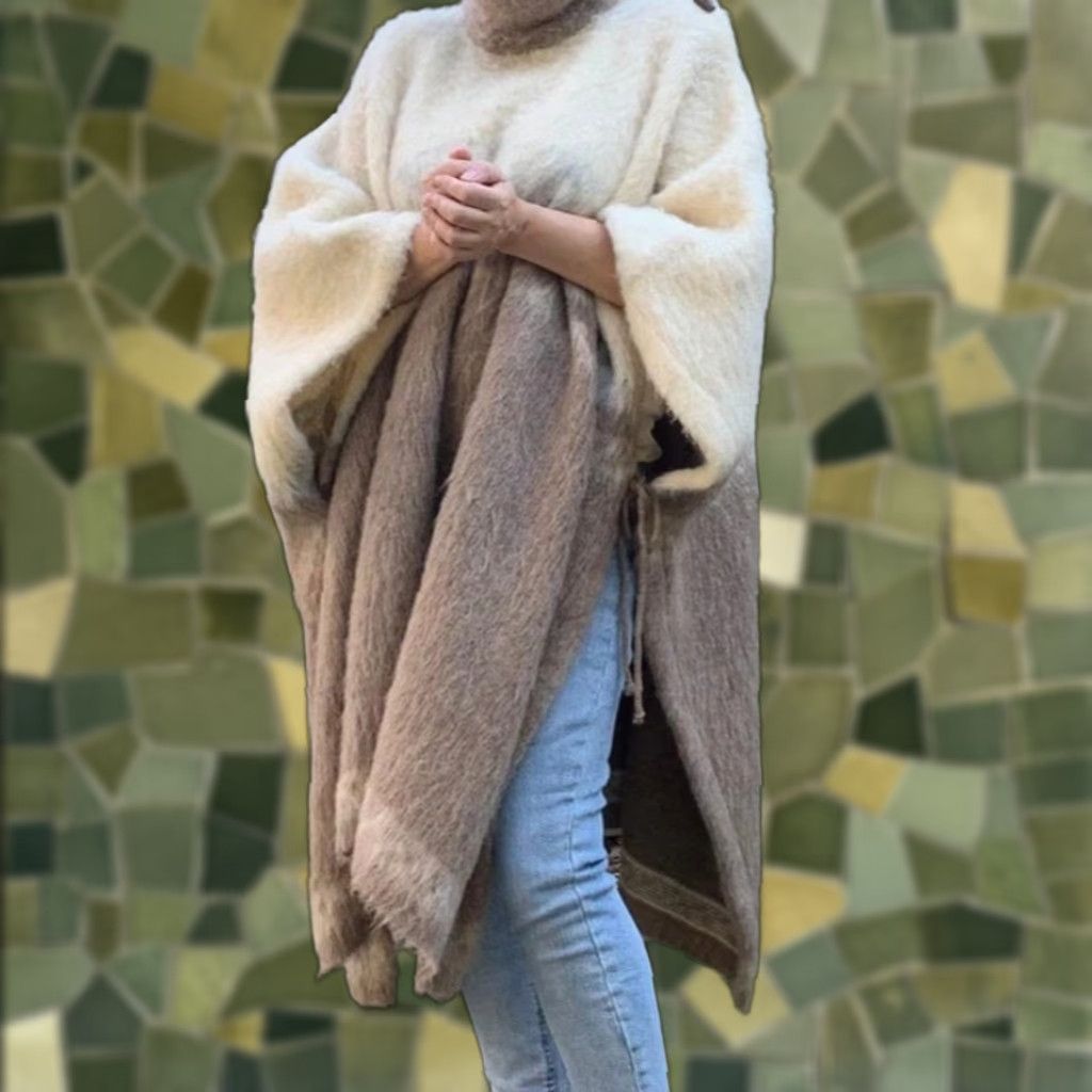 Vintage VINTAGE TUNDRA Poncho Wool 100% Scandinavian Virgin Wool OS One Size Gray Sweater Bohemian Classic Preppy Oversized Pullover Winter Fall Womens Size ONE SIZE - 1 Thumbnail