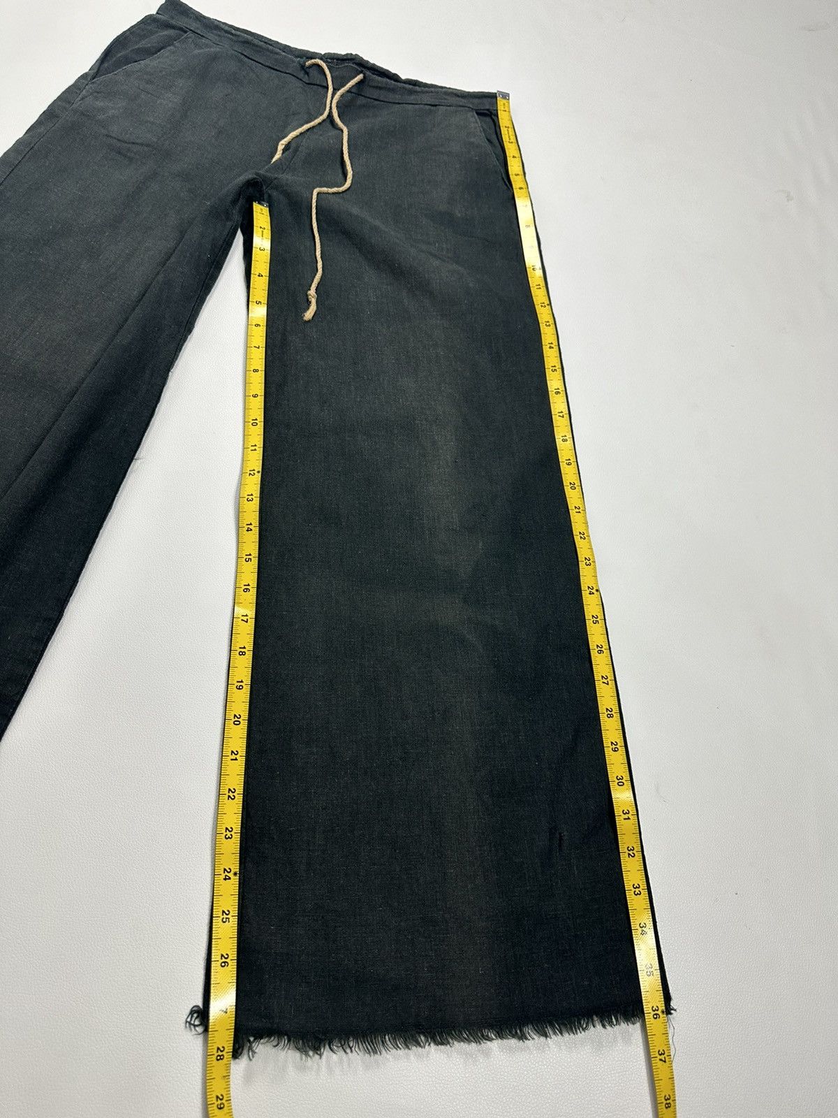 Japanese Brand Goa Faded Flare Low rise drawstring waist Hairy Hem Pants Size US 29 - 18 Thumbnail