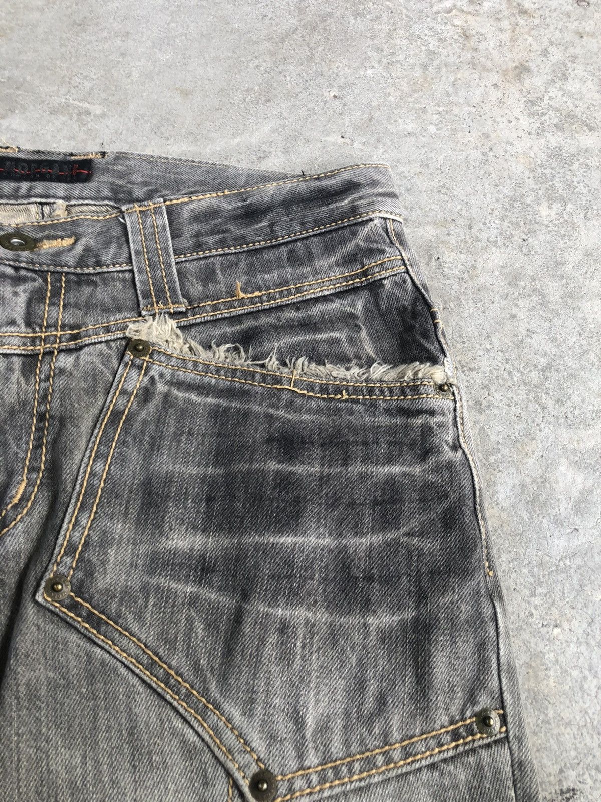 If Six Was Nine Japanese Morgan Homme Flared Jeans Distressed Denim Size US 31 - 15 Thumbnail