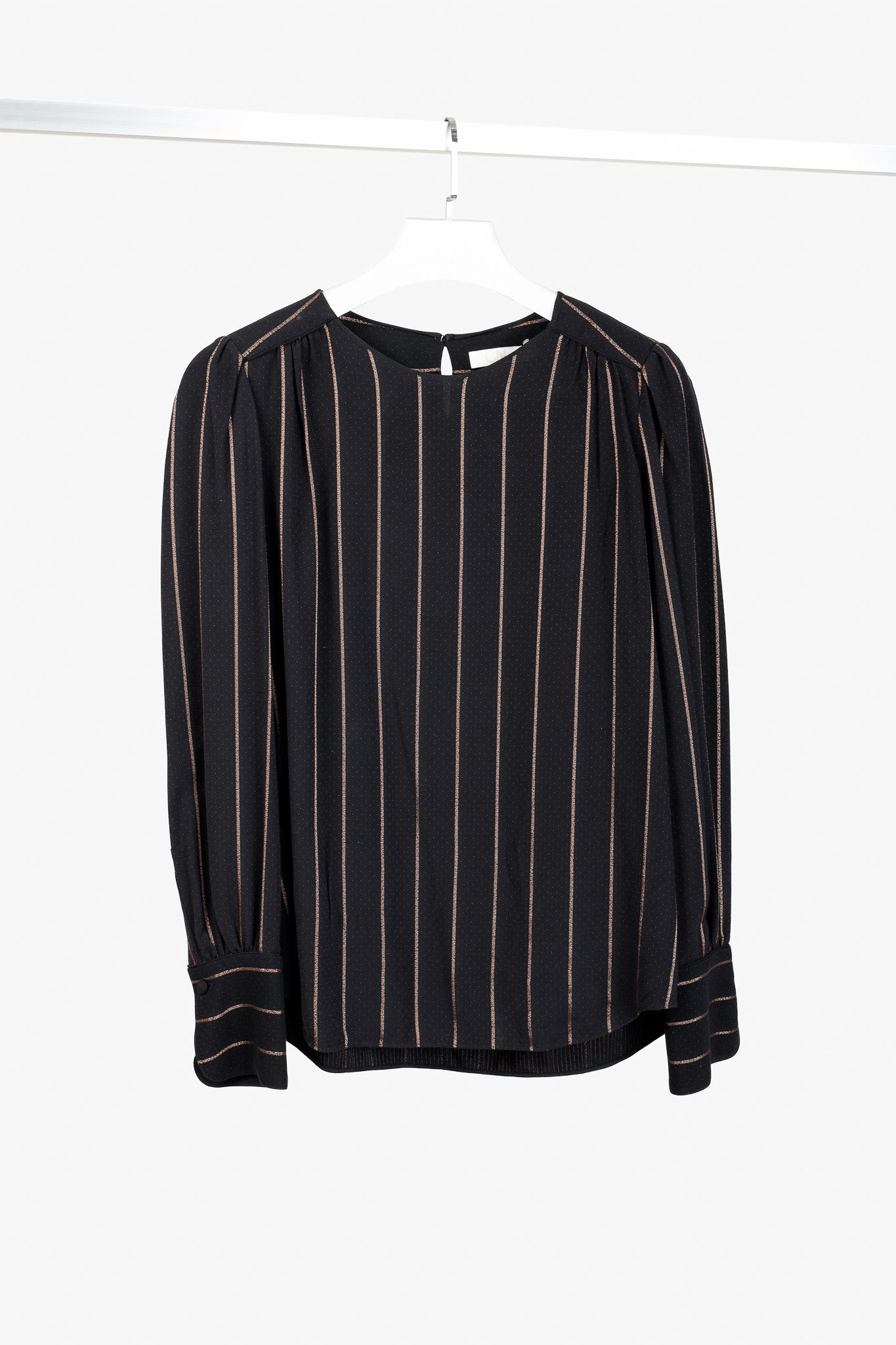 Chloe Chloe PF/17 Microdots & Stripes Viscose Long-Sleeve Blouse Size L / US 10 / IT 46 - 1 Thumbnail