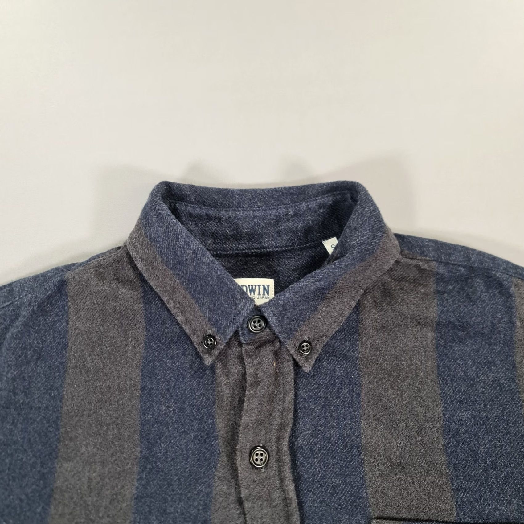 Edwin VINTAGE Edwin Mens Shirt Grey Blue Small Classic Flannel Cotton Long Sleeves Stripped Size US S / EU 44-46 / 1 - 2 Thumbnail