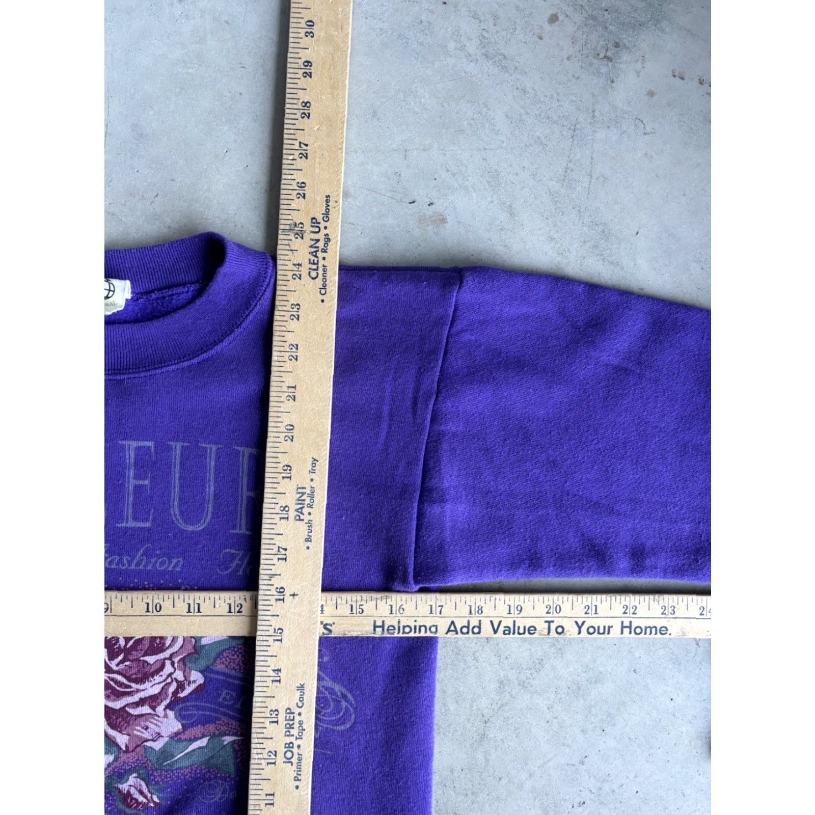 Vintage VINTAGE Flower Sweatshirt XL Women Purple 100% Cotton Fleece Pullover Crew Neck Floral Paris Activewear All Seasons Breathing Size XL / US 12-14 / IT 48-50 - 5 Thumbnail
