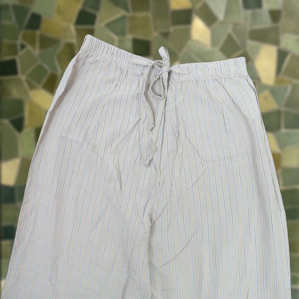 Vintage VINTAGE 90s Vintage Blue Tan Black Pinstripe High-Rise Elastic Waist Pull-On Pants Womens M Size 32" / US 10 / IT 46 - 1 Thumbnail