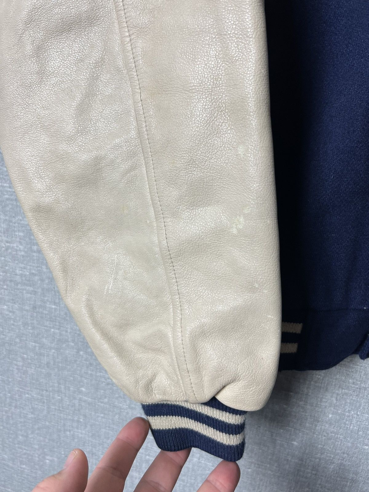 Levi's × Levi's Vintage Clothing Vintage Levis USA Varsity Bomber Jacket Leather Sleeves Size US L / EU 52-54 / 3 - 3 Thumbnail