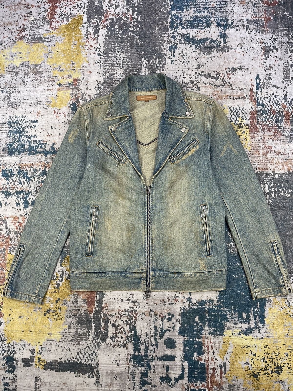 JACKROSE Jackrose Distressed Denim Biker Jackets Size US S / EU 44-46 / 1 - 1 Thumbnail