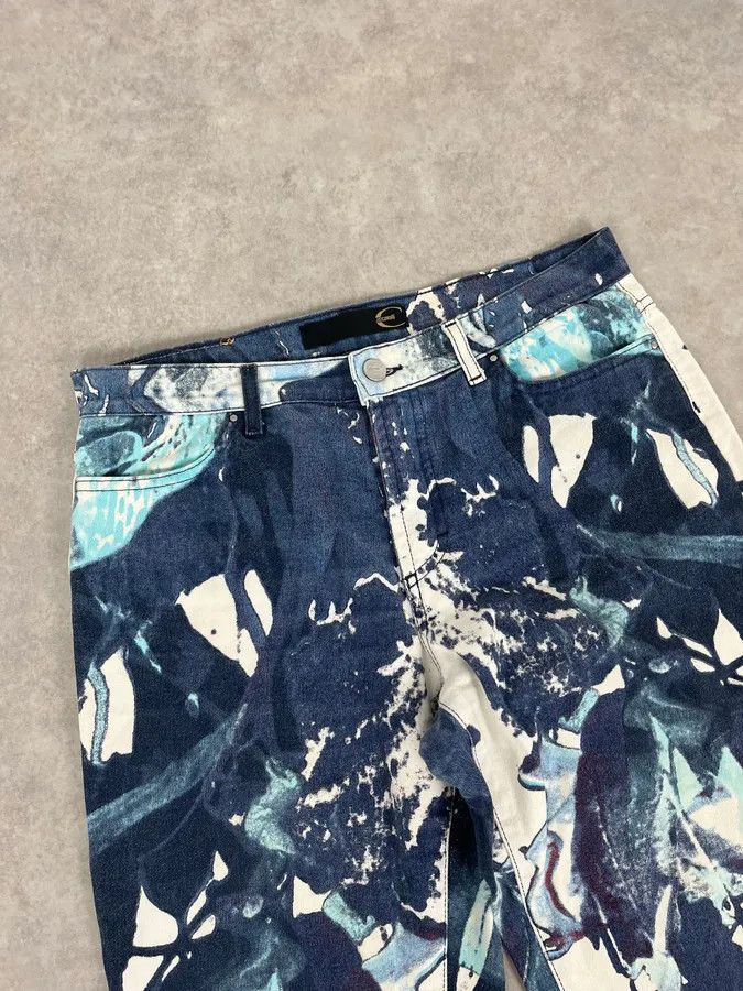Just Cavalli 2000s Cavalli White Flowers Punk Navy Pants Size US 30 / EU 46 - 5 Thumbnail