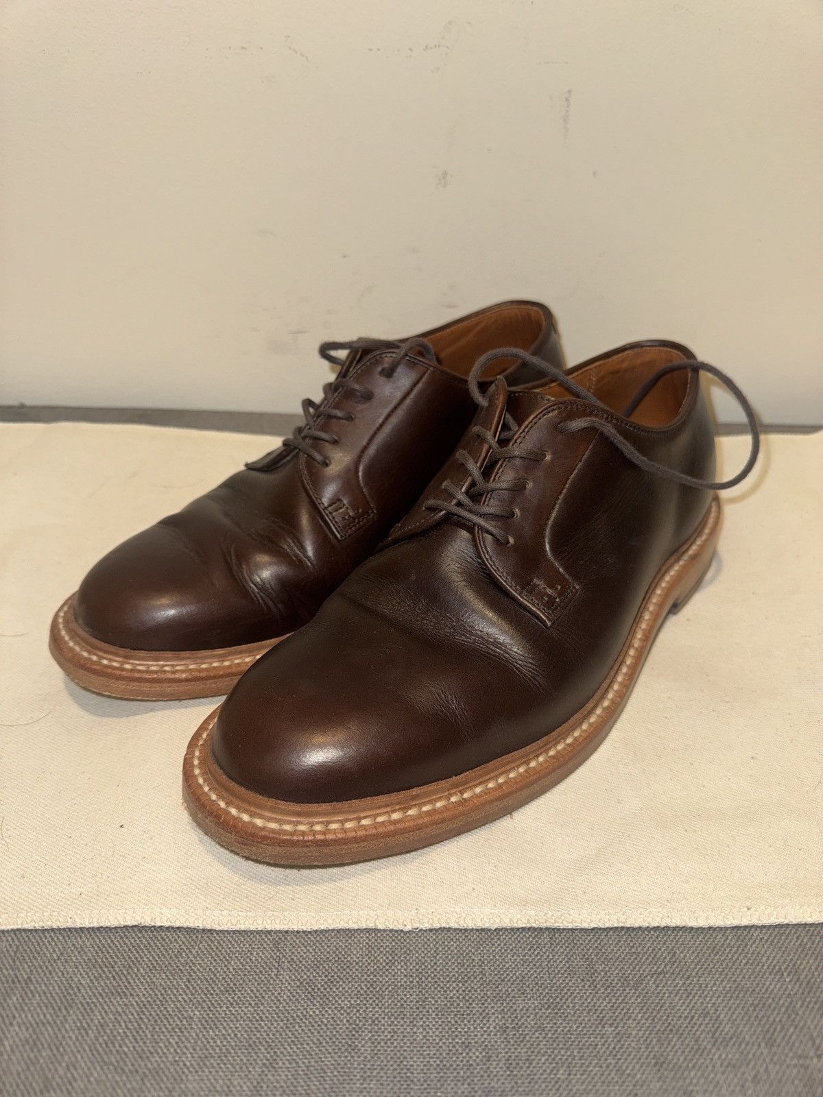 Grant Stone Grant Stone Plain Toe Blucher Horween Crimson CXL 6.5E Size US 6.5 / EU 39-40 - 1 Thumbnail