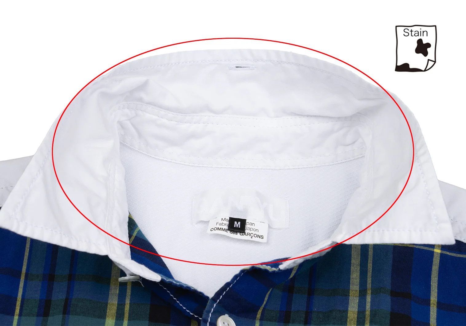 Ganryu Cotton Check Color Block Shirt in White and Blue, M Size US M / EU 48-50 / 2 - 4 Thumbnail