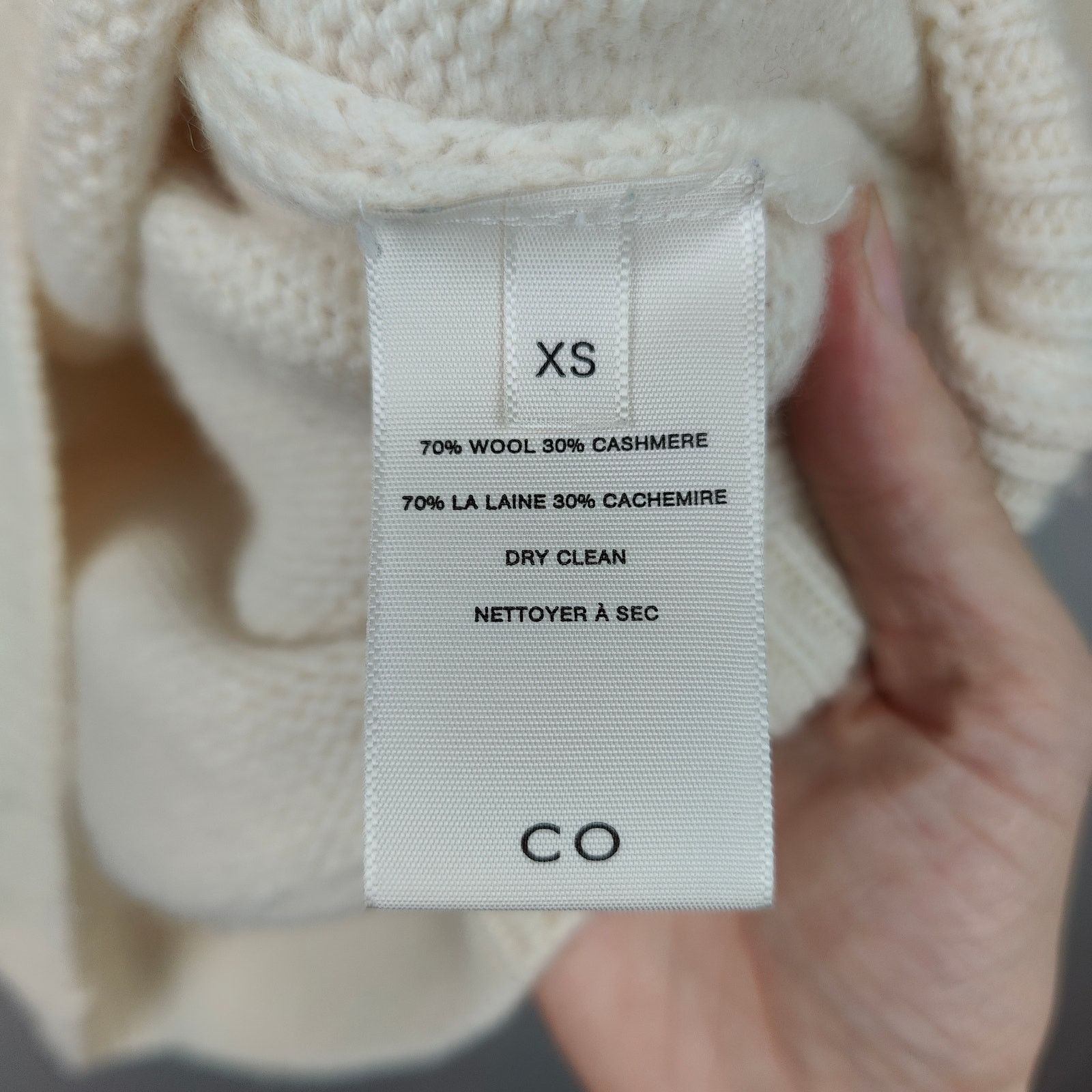 CO CO Wool and Cashmere Sweater Womens XS Cream Knit Pullover Size XS / US 0-2 / IT 36-38 - 7 Thumbnail