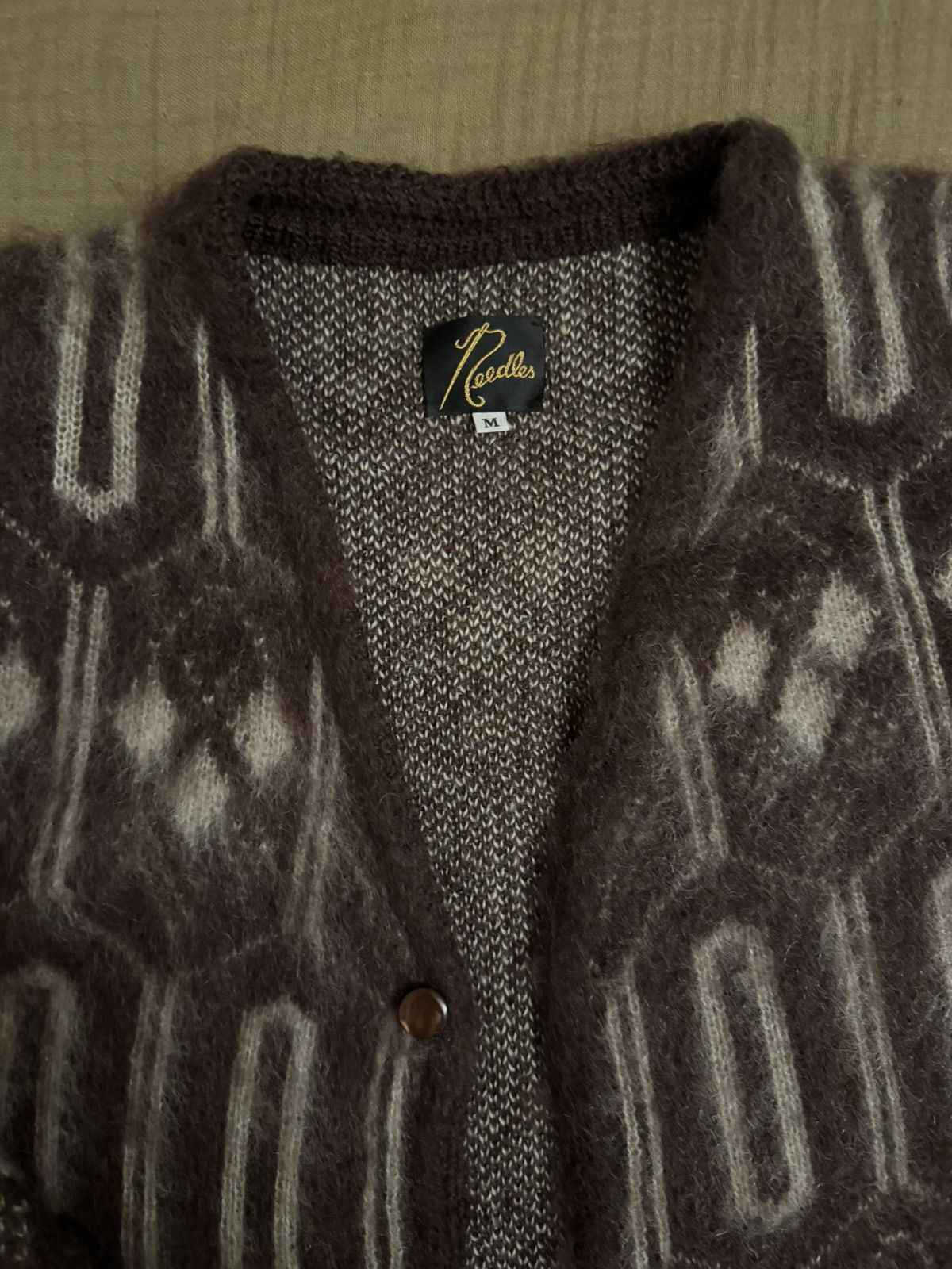 Needles Needles Mohair Cardigan - Burgundy Geometric Size US M / EU 48-50 / 2 - 2 Thumbnail