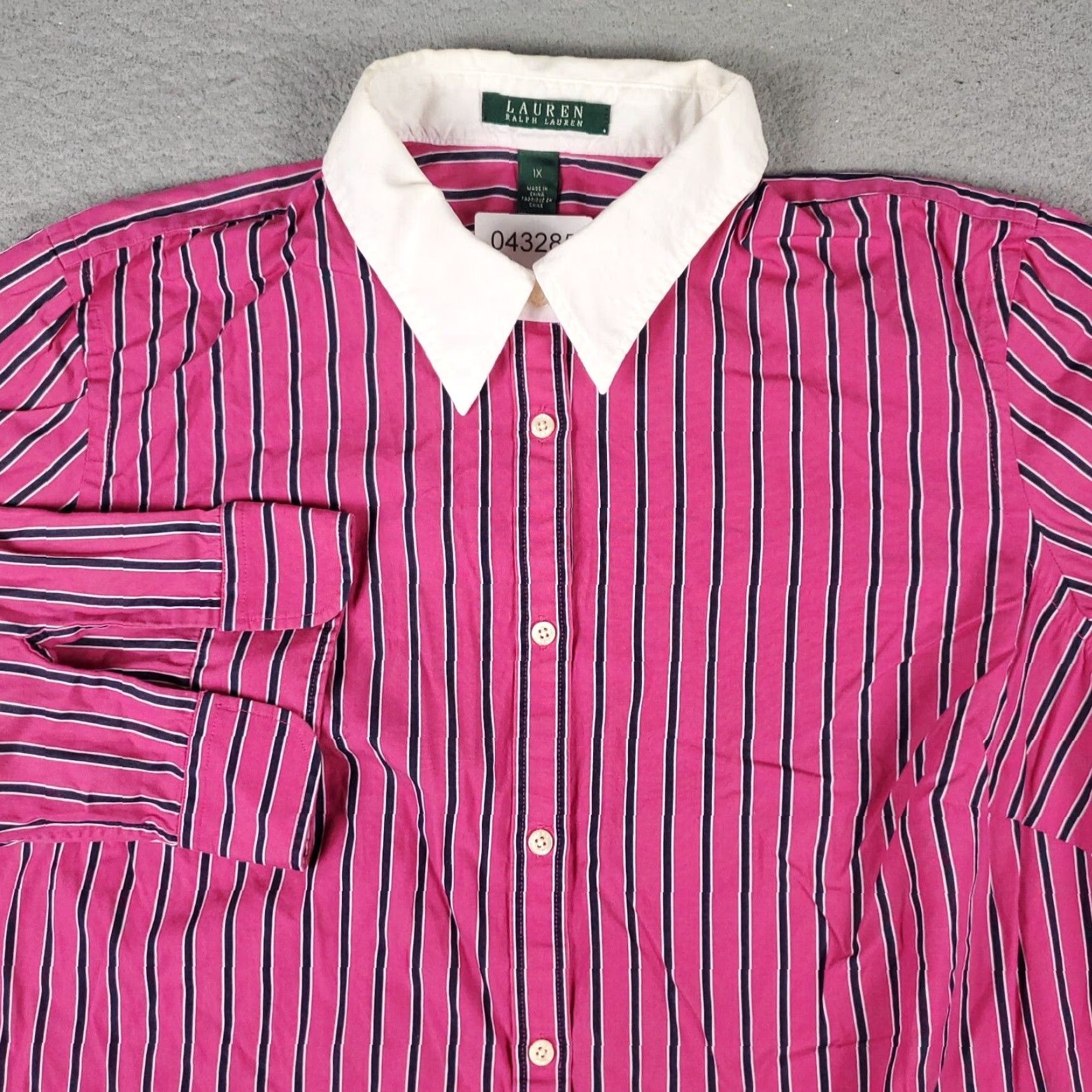 Ralph Lauren VINTAGE Ralph Lauren Women's Shirt 1X Pink Striped Button-Up Long Sleeve Casual Classic Size XL / US 12-14 / IT 48-50 - 2 Thumbnail