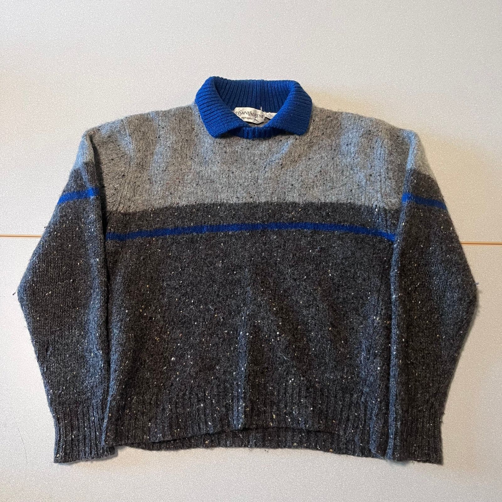 Yves Saint Laurent Yves Saint Laurent Mens Gray Wool Sweater – Size L Size US L / EU 52-54 / 3 - 1 Thumbnail
