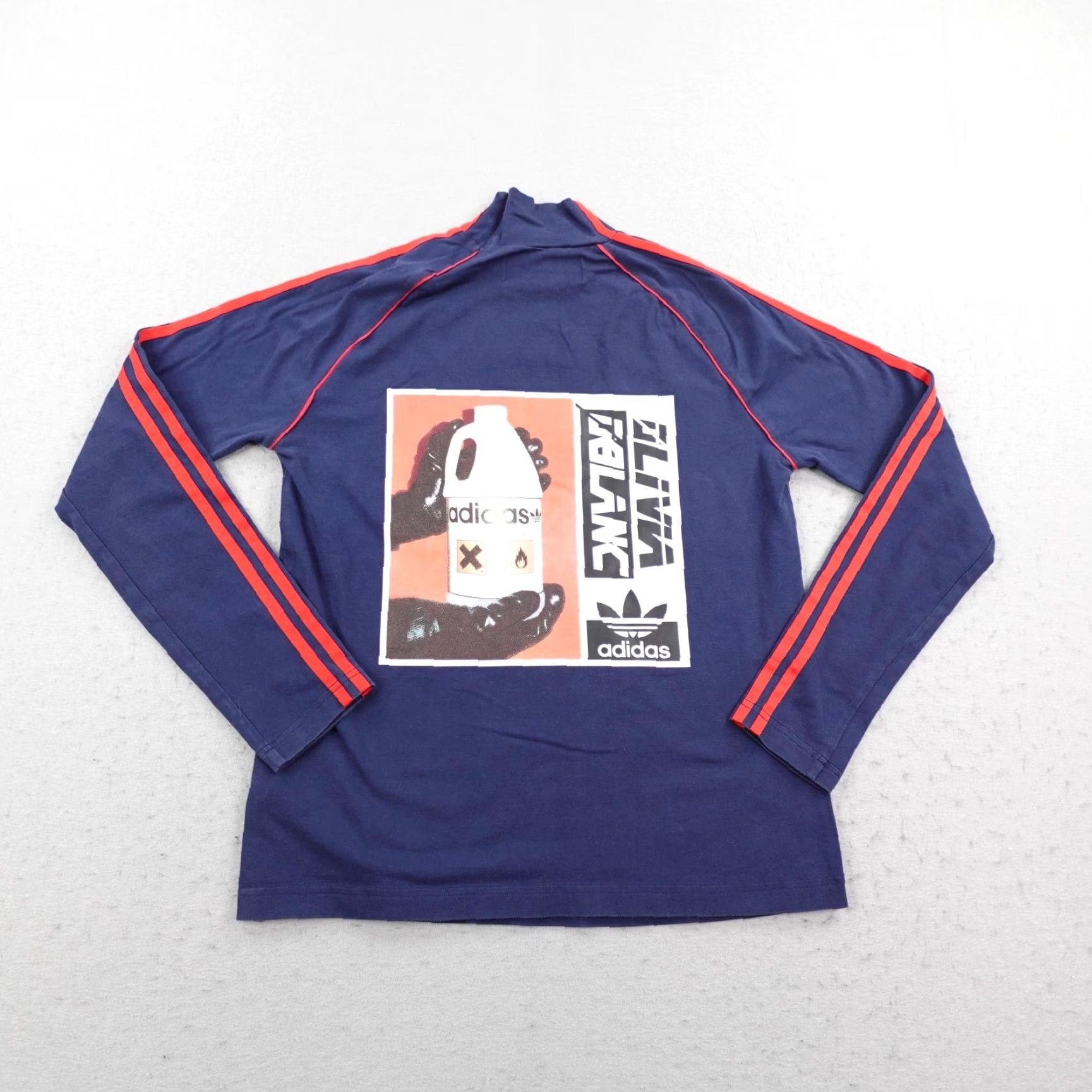 Adidas ADIDAS Shirt Womens Large Blue Red Mock Neck 1/4 Zip Track Top Long Sleeve Striped Raglan Outdoor Sports T-Shirt Size L / US 10 / IT 46 - 5 Thumbnail