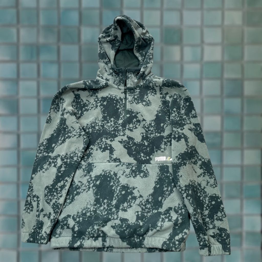 Puma PUMA Hoodie Mens M Green Camo Fleece Zip Pullover Athleisure Performance Street Casual Logo Zipper Size US M / EU 48-50 / 2 - 1 Thumbnail