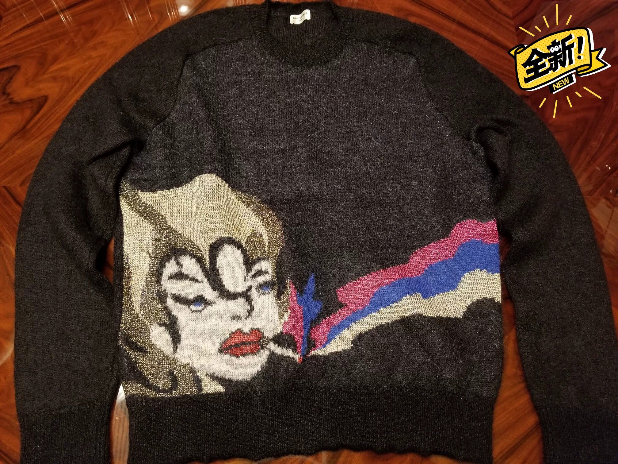 Saint Laurent Paris Saint Laurent Men's Black Graphic Sweater Size US L / EU 52-54 / 3 - 1 Thumbnail