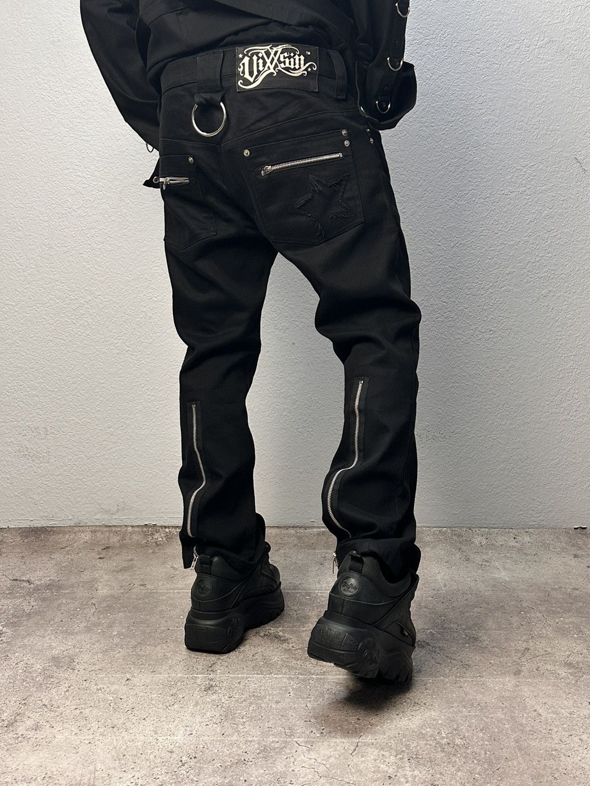 Gotcha Vixxsin gothic black denim pants Y2K punk streetwear Size US 34 / EU 50 - 2 Thumbnail