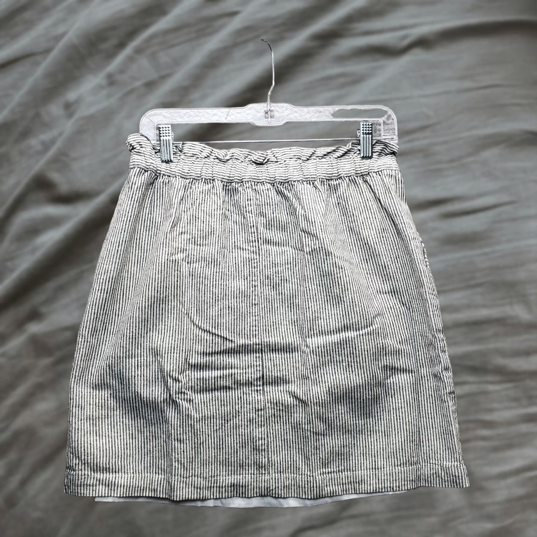 J.Crew J.CREW Paper-Bag Mini Skirt Womens Size 6 Multicolor Striped Linen-Blend Slash Pocket Shirt? Size 28" / US 6 / IT 42 - 1 Thumbnail