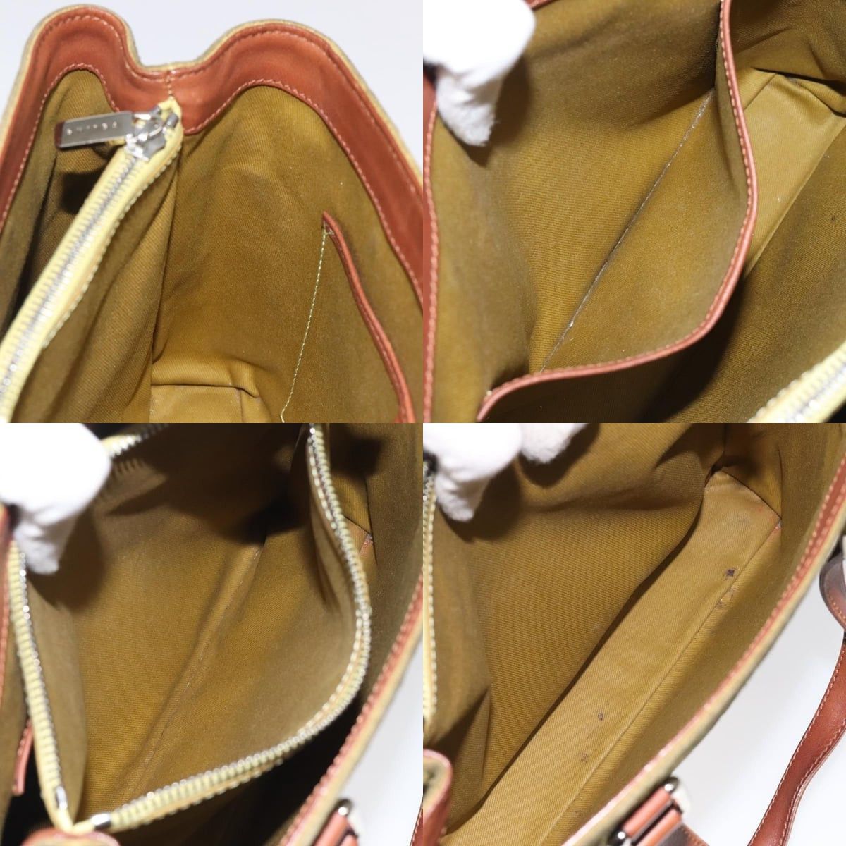 Celine CELINE C Macadam Canvas Hand Bag Suede Green Gold Size ONE SIZE - 12 Thumbnail