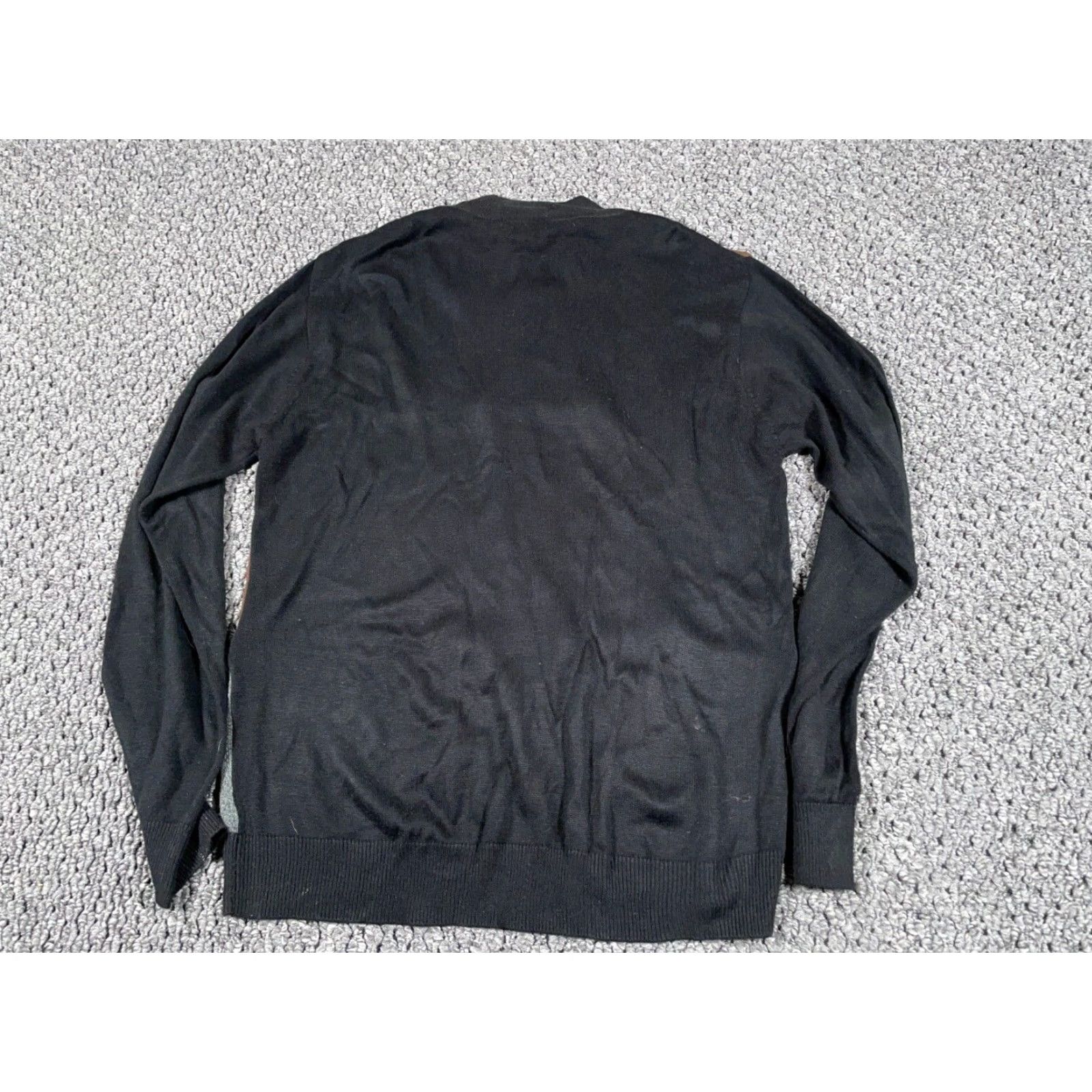 Vintage Vintage Men's Sweater 1/4 Zip Black Brown Check Pattern Wool Knit Large Fall Winter Retro 90s Size US L / EU 52-54 / 3 - 2 Thumbnail