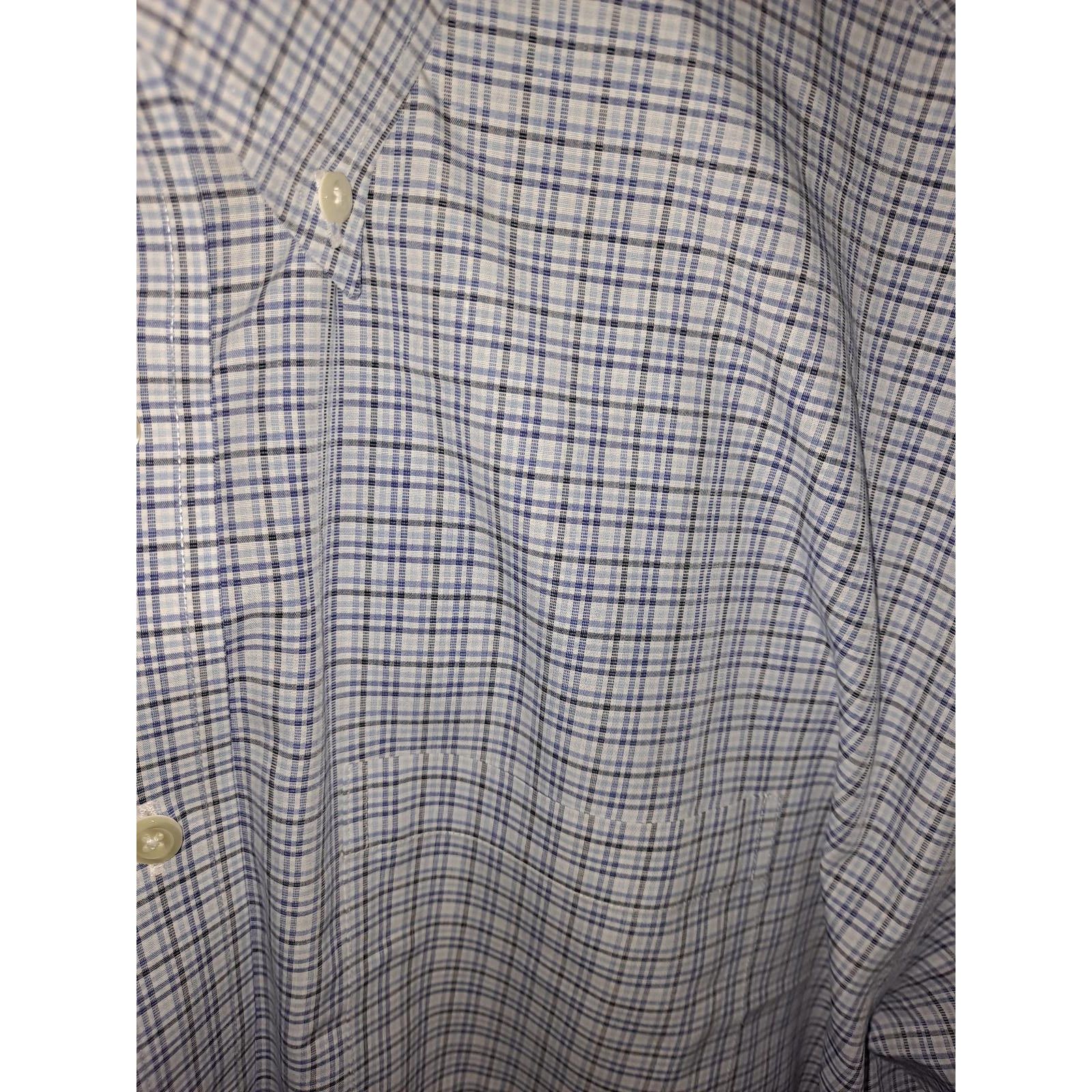 Brooks Brothers Brooks Brother 346 Blue, Gray and WHite Plaid BUtton Up Shir Size US XL / EU 56 / 4 - 2 Thumbnail