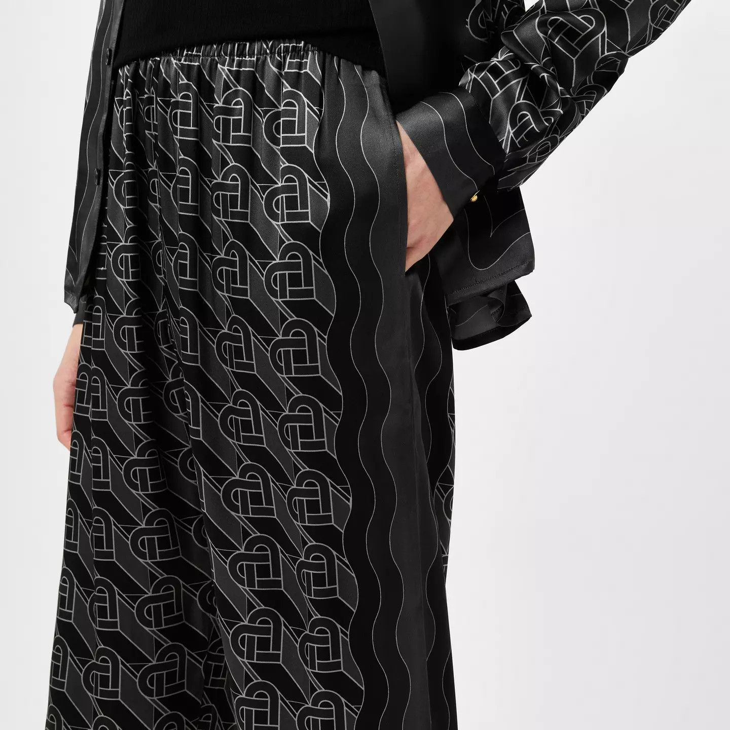 Casablanca o1g2r1mq0426 Heart Monogram Pyjama Trousers in Black Size US 34 / EU 50 - 4 Thumbnail