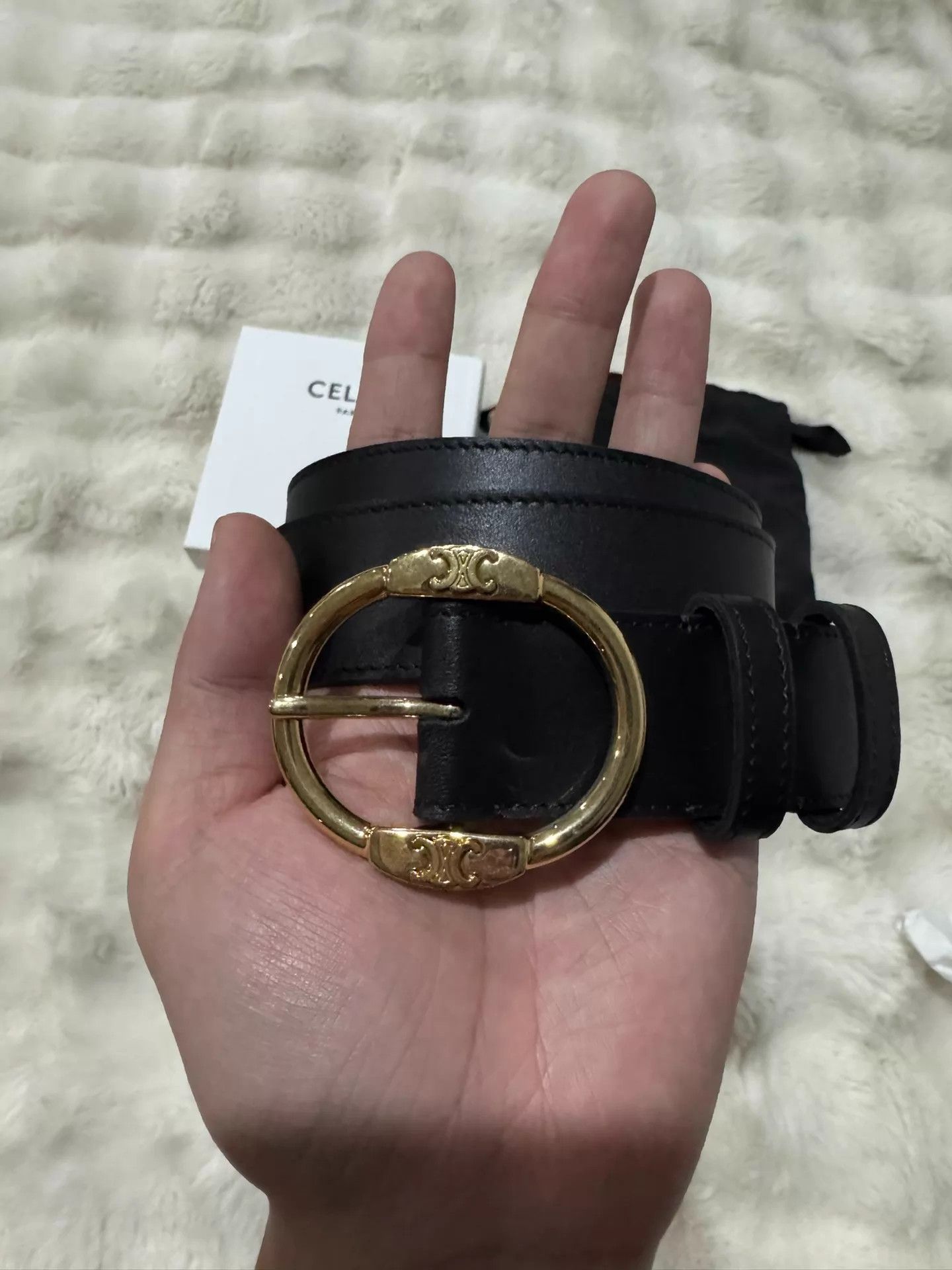 Celine Celine Triomphe Gold/Black Belt New Size ONE SIZE - 2 Thumbnail