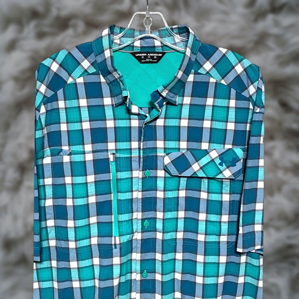 Under Armour Under Armour Blue Plaid Button Shirt Mens XXL Vented Outdoor Gorpcore Shirt Size US XXL / EU 58 / 5 - 1 Thumbnail