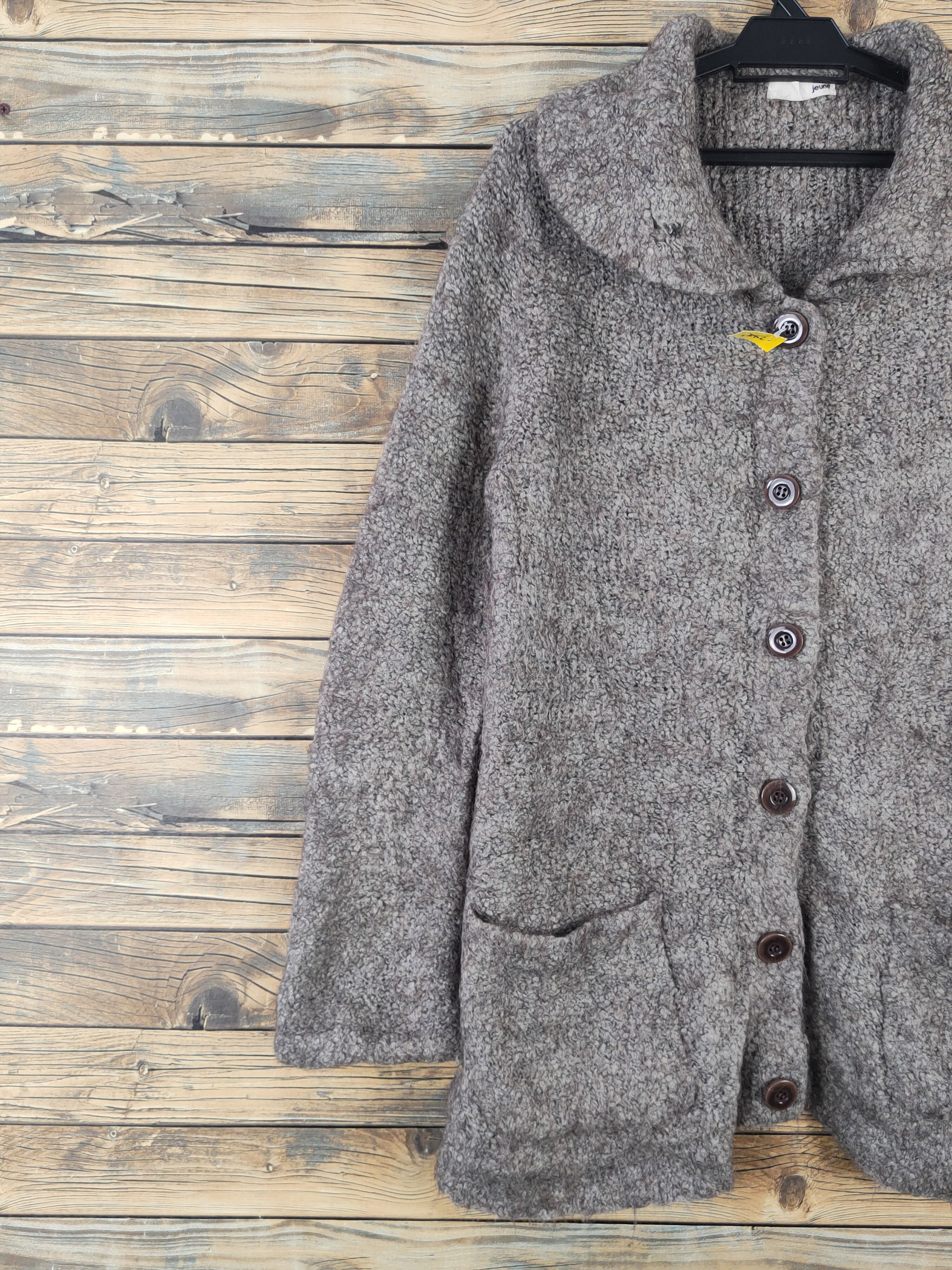Japanese Brand Jeune Brown Knitwear Wool Cardigan #W2129 Size M / US 6-8 / IT 42-44 - 3 Thumbnail