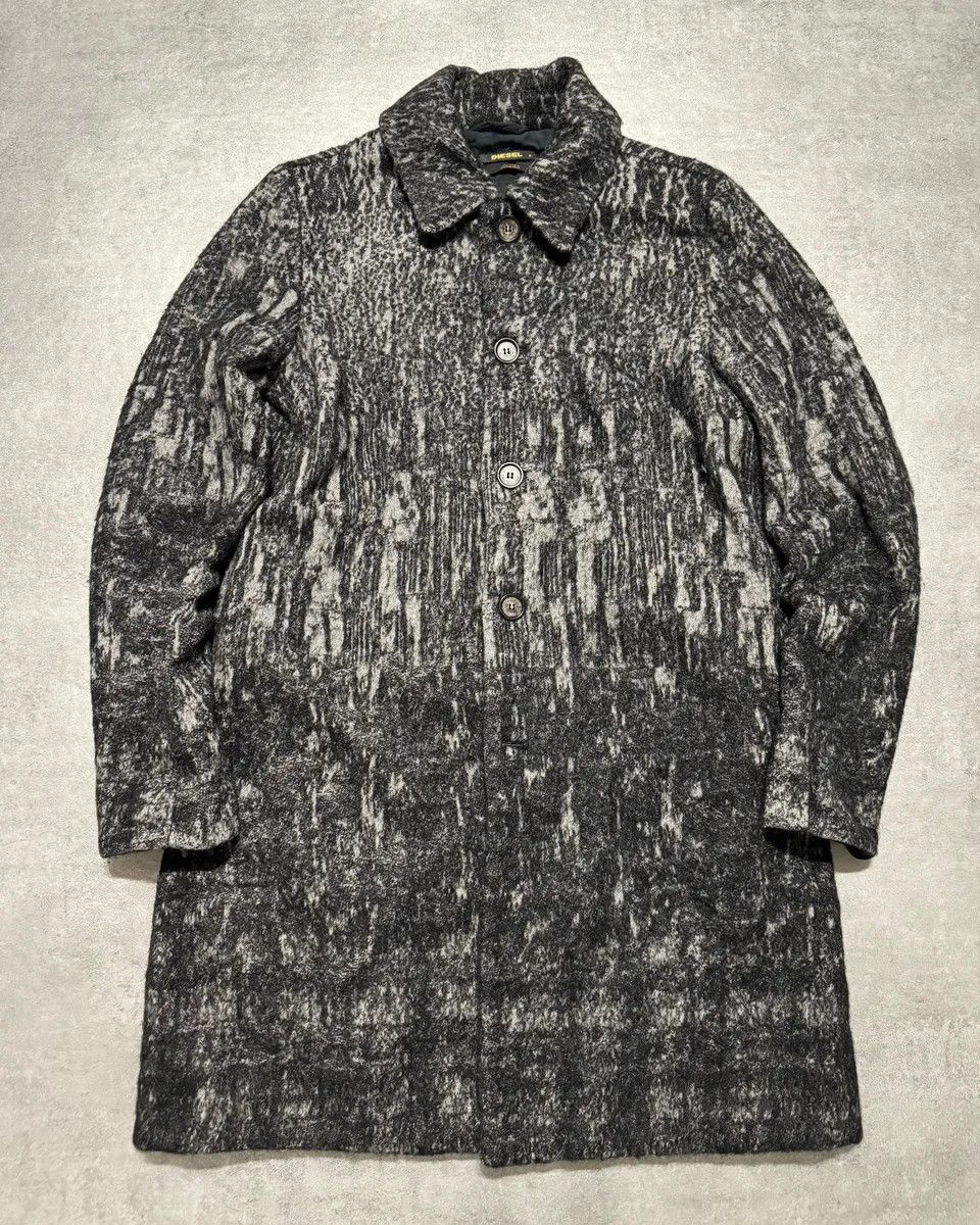 Diesel Diesel Black Gold Grey Blurred Wool Long Buttoned Coat Size US XS / EU 42 / 0 - 1 Thumbnail