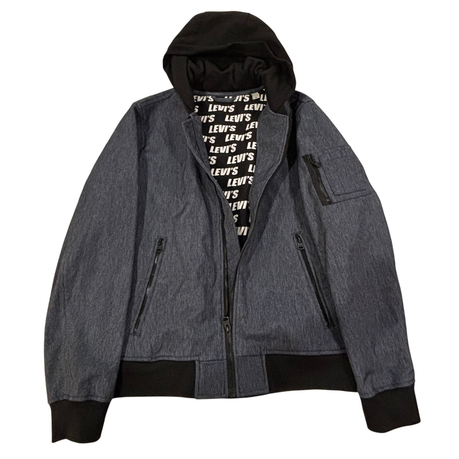 Levi's *R40 LEVI'S Men's Softshell Bomber Jacket Denim Blue Medium Size US M / EU 48-50 / 2 - 3 Thumbnail