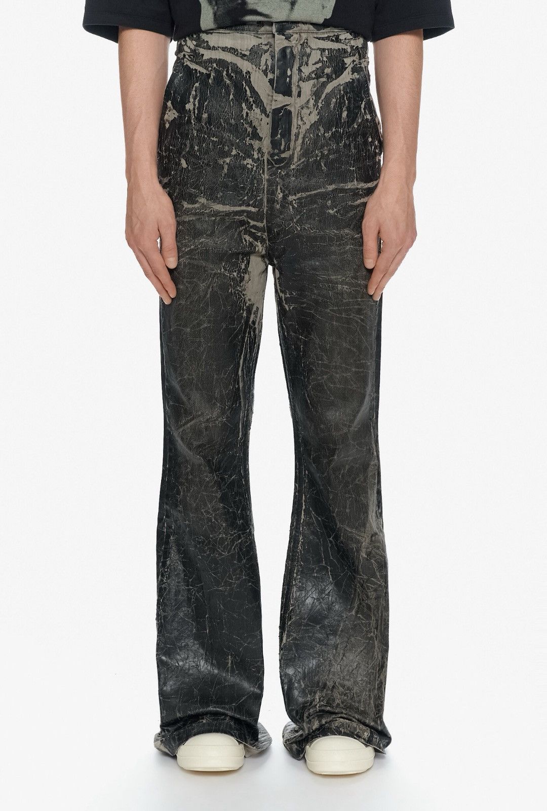 Rick Owens Drkshdw Last Rick Owens Drkshdw Geth Crackle-Effect Denim Trousers Size US 30 / EU 46 - 1 Thumbnail