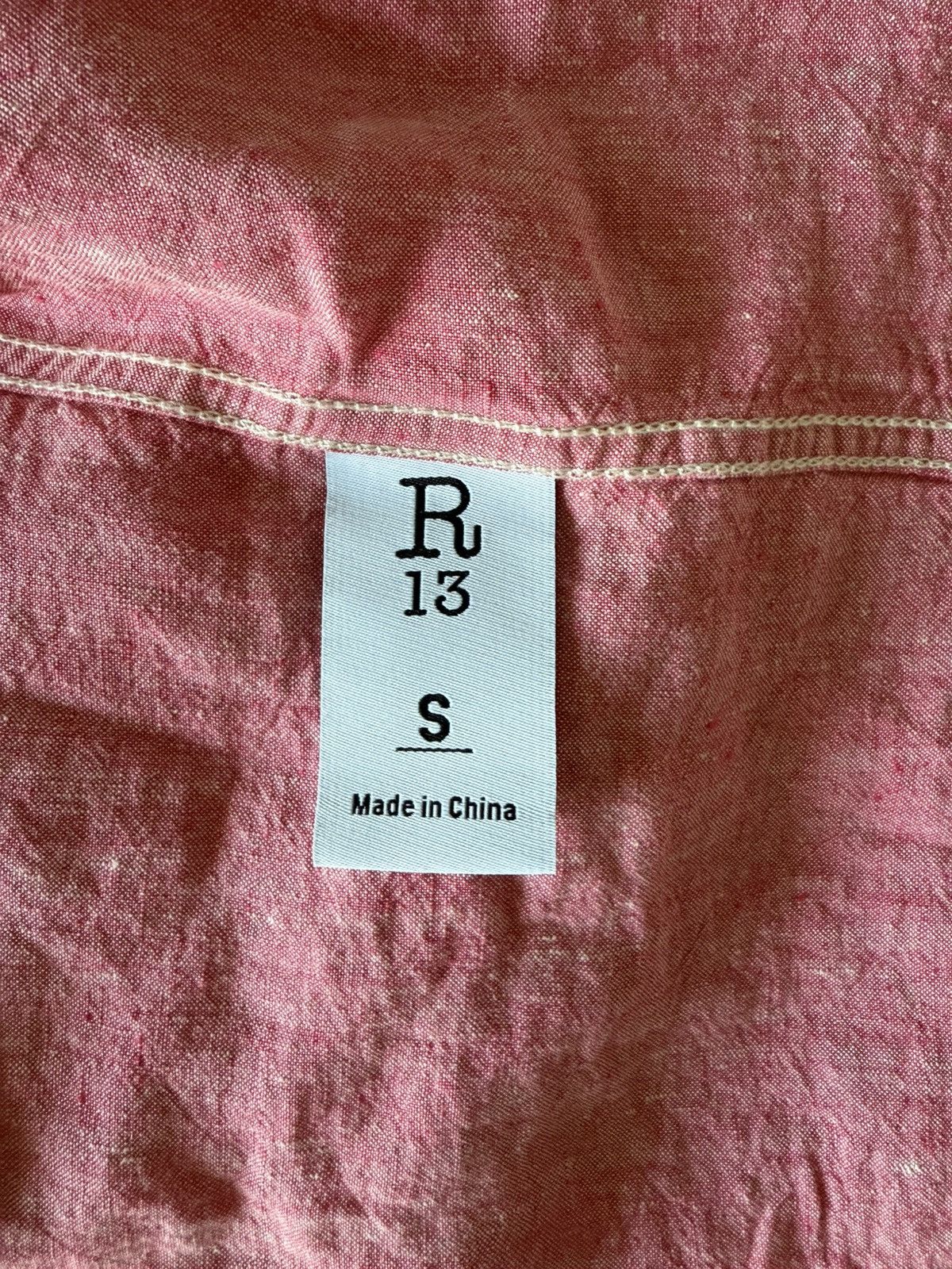 R13 R13 DROP NECK WORK SHIRT - Coral Linen Chambray Size S / US 4 / IT 40 - 3 Thumbnail