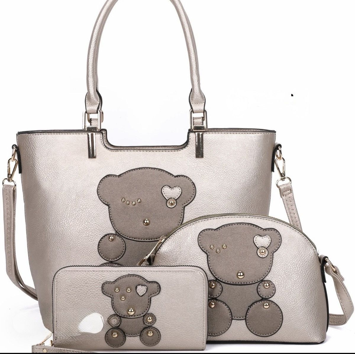 Other Vegan Leather Teddy Bear Bag Set (Tote, Crossbody & Wallet) Size ONE SIZE - 1 Preview