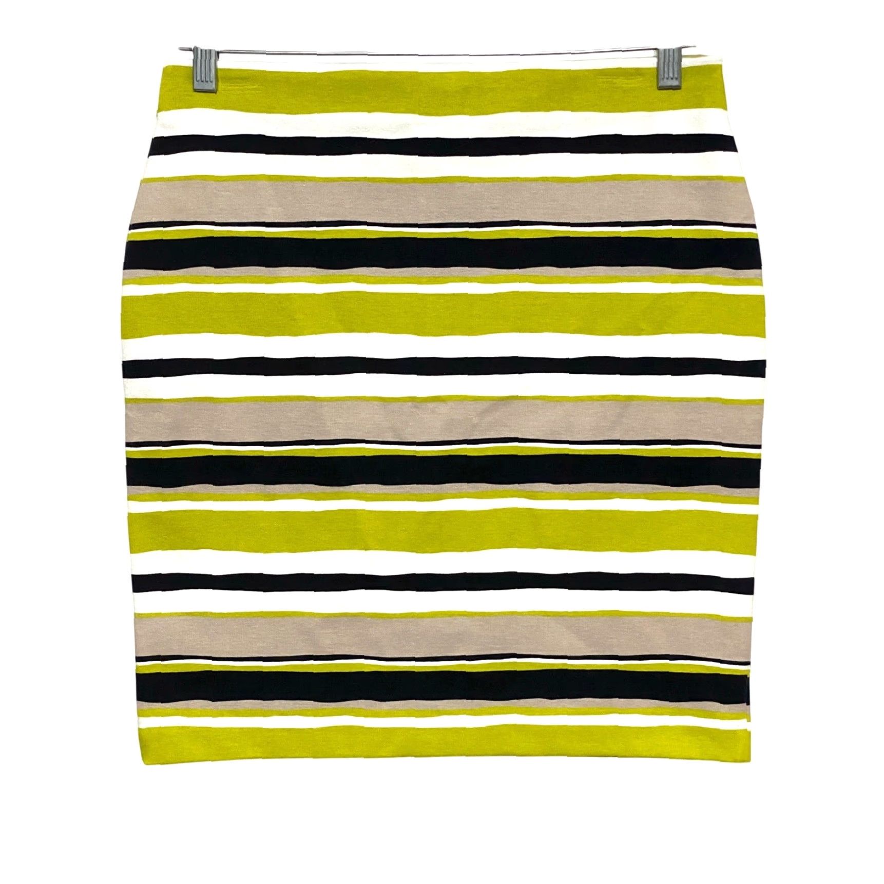 Ann Taylor VINTAGE? No. (Skip) Ann Taylor Pencil Skirt Pull On Striped Green Tan White NWT Stretch 4 Petite 4P Size 27" / US 4 / IT 40 - 3 Thumbnail