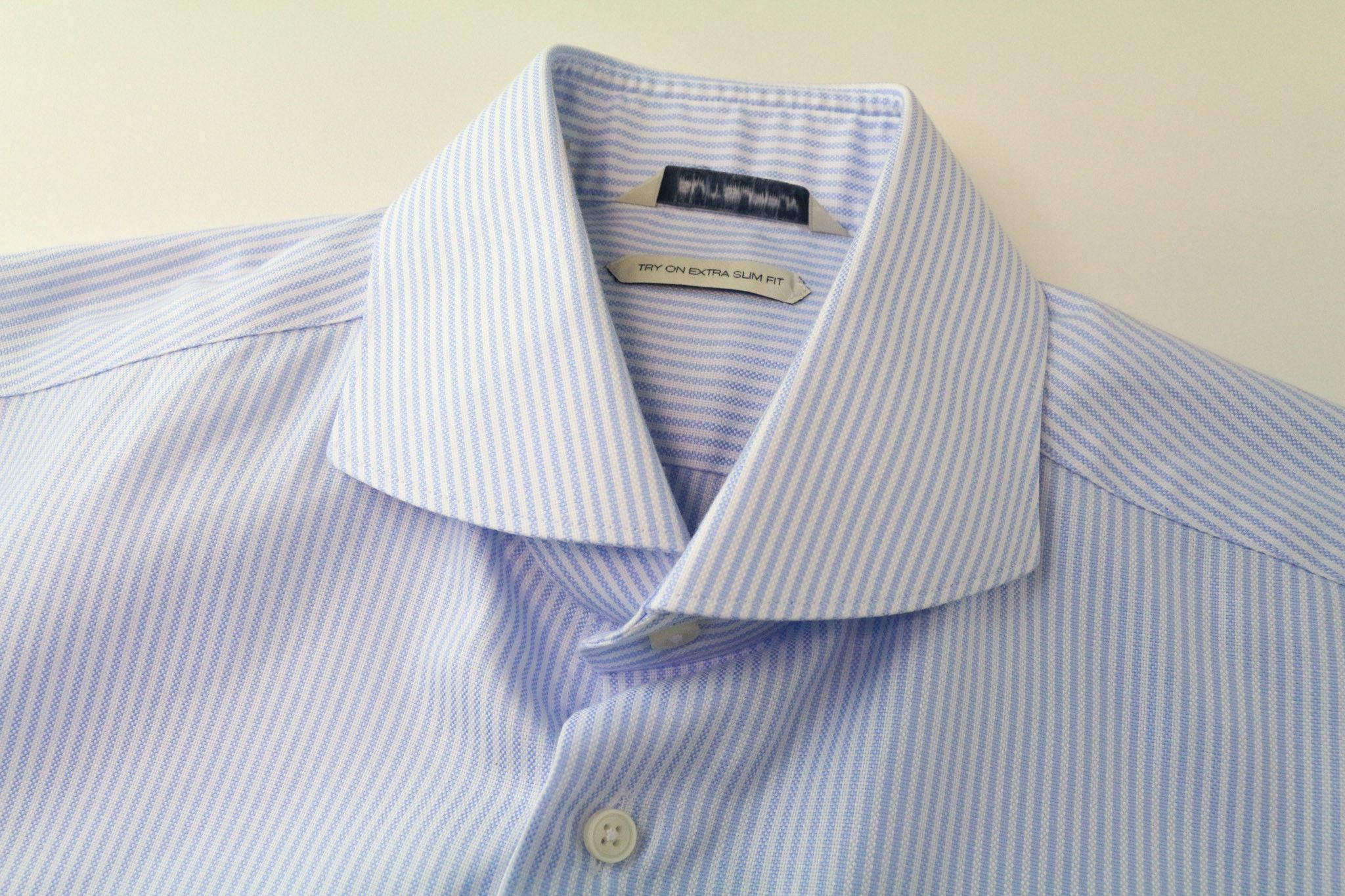 Suitsupply 39/15 1/2 Extra Slim Blue Cotton Cutaway Shirt 76703 Size 40R - 3 Thumbnail