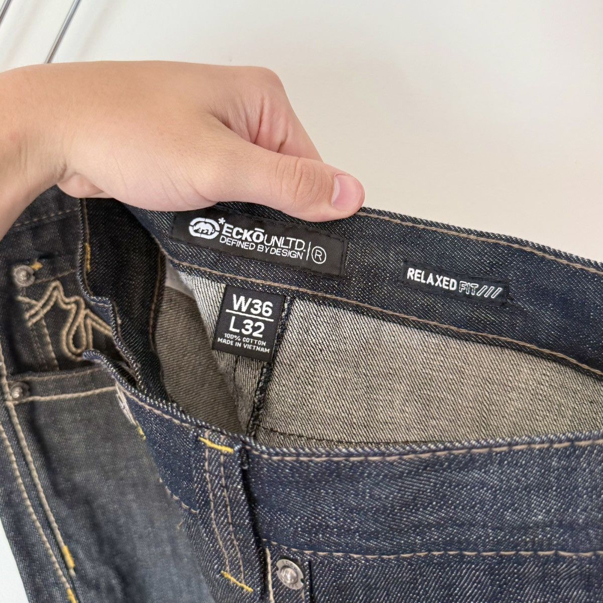 Ecko Unltd. Vtg 2000s Ecko Unltd Baggy Raw Indigo Jeans Skater Y2K JNCO Size US 36 / EU 52 - 9 Thumbnail