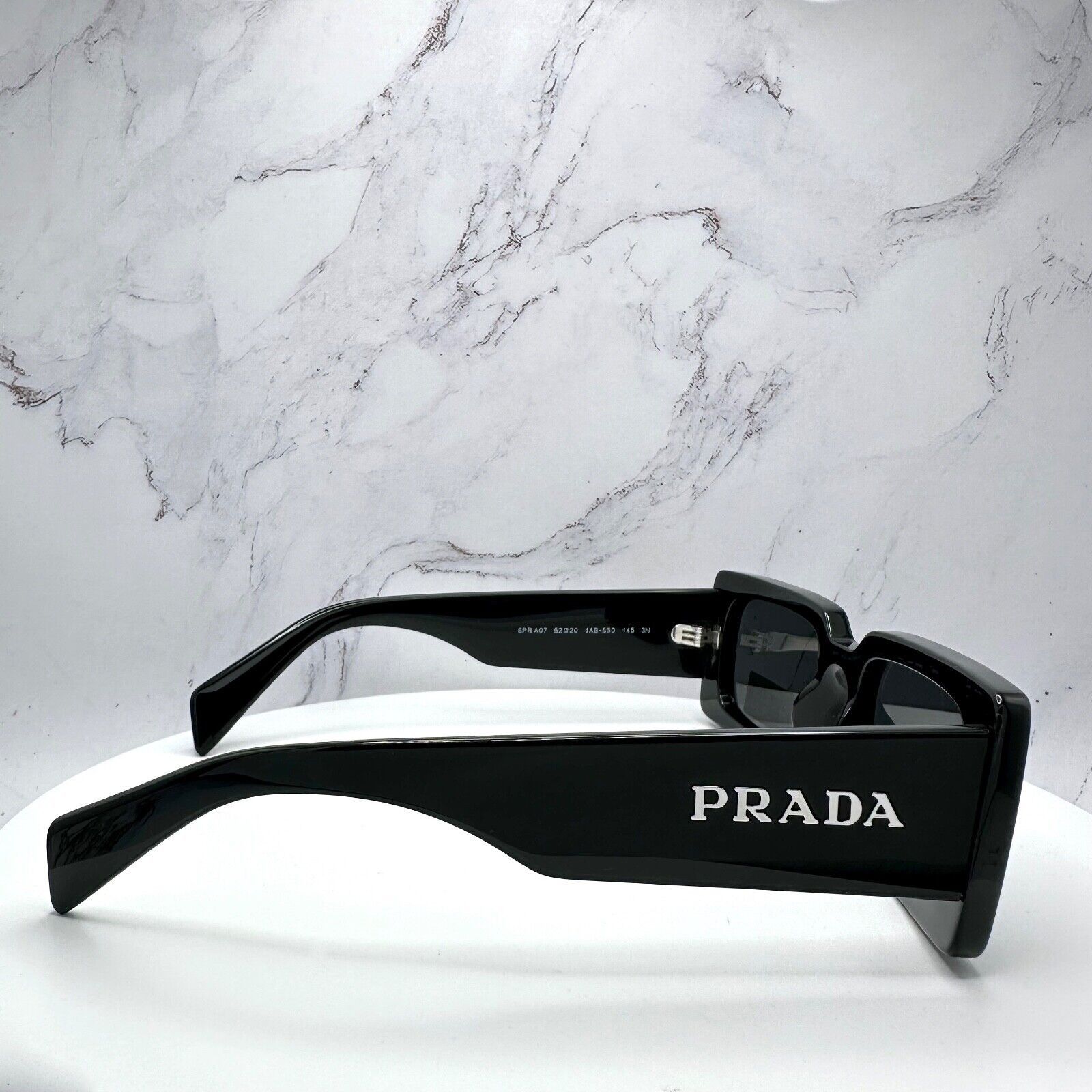Prada New Prada Sunglasses Black Acetate Rectangle Size ONE SIZE - 7 Thumbnail