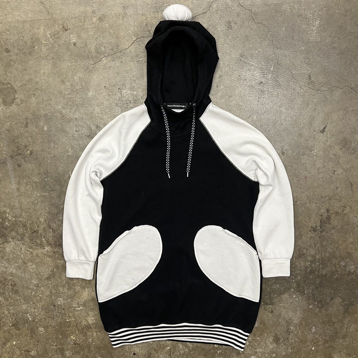 image of Issey Miyake Elongated Panda Hoodie in Black, Men's (Size Small)