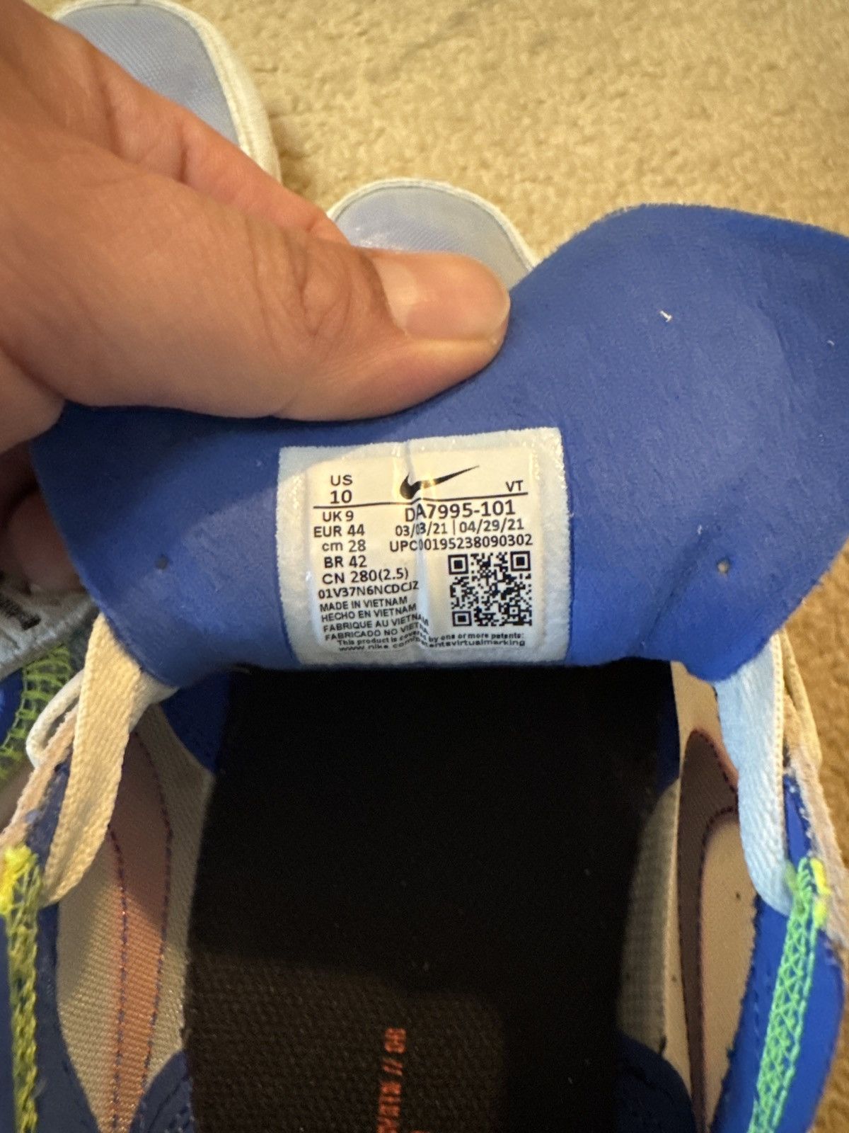 Nike 2021 Waffle One 'Coconut Milk Crimson Royal' SZ.10 Size US 10 / EU 43 - 3 Thumbnail