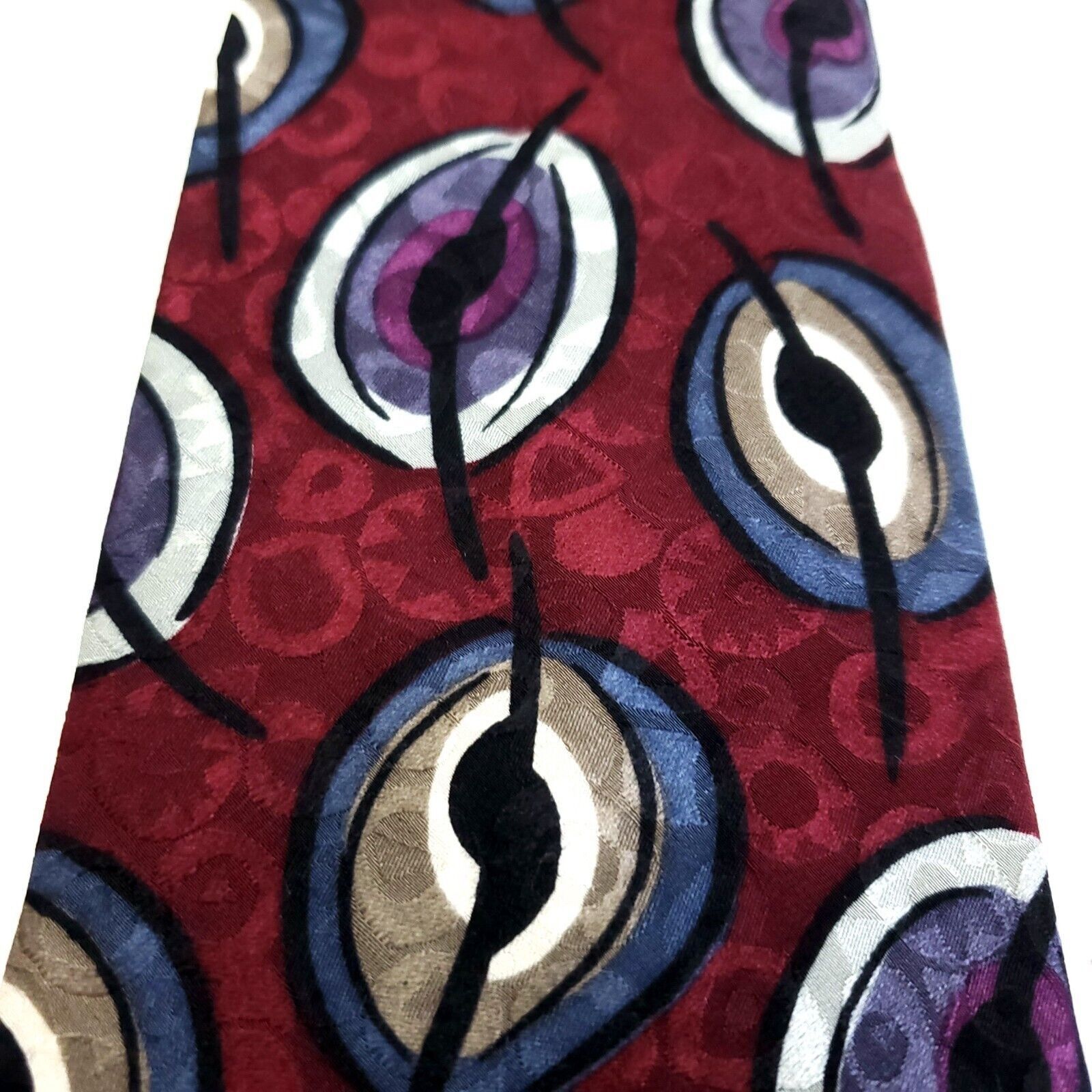 Designer Mulberry Ziggurat Abstract Maroon Red Jacquard Short Print S Size ONE SIZE - 2 Thumbnail