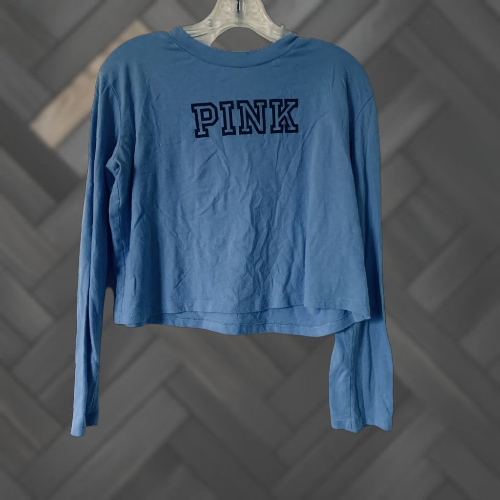 Victoria's Secret Victoria's Secret Pink Shirt Womens Cropped Long Sleeve Blue S Small Size Blue Size S / US 4 / IT 40 - 1 Thumbnail