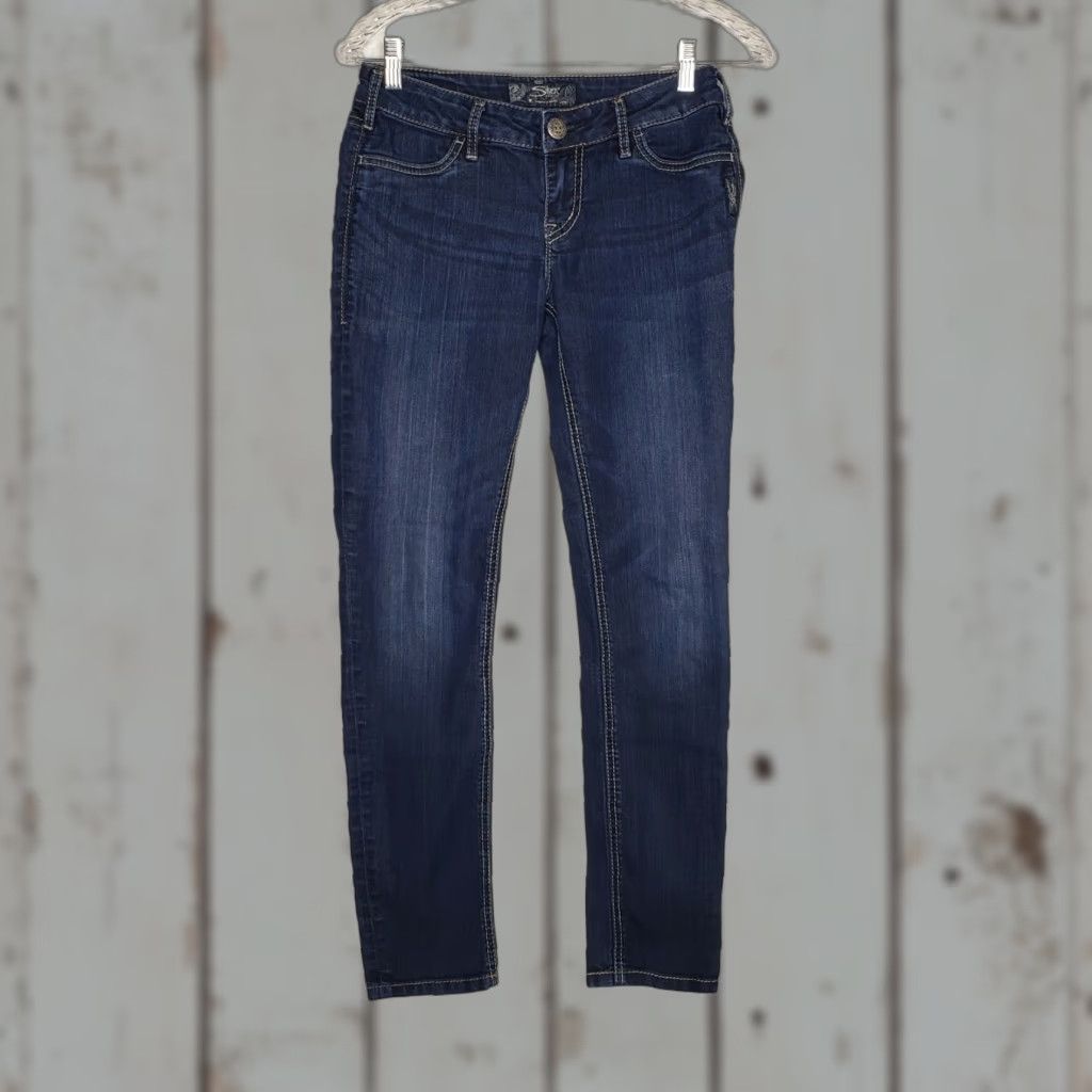 Silver Jeans Co. Silver Womens Jeans 28 Dark Wash Suki Jegging Low Rise Skinny Stretch Zip/Button Size 28" / US 6 / IT 42 - 1 Thumbnail