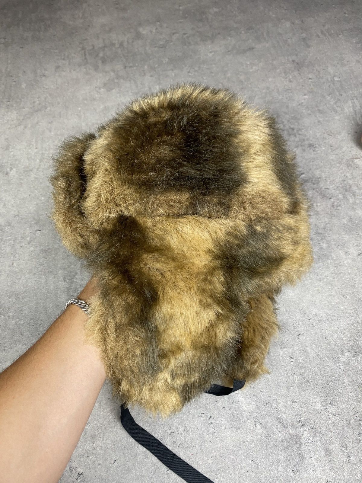 Japanese Brand Vintage Faux Fur Ushanka Hat – Brown Camo Look Y2K Streetwea Size ONE SIZE - 3 Thumbnail