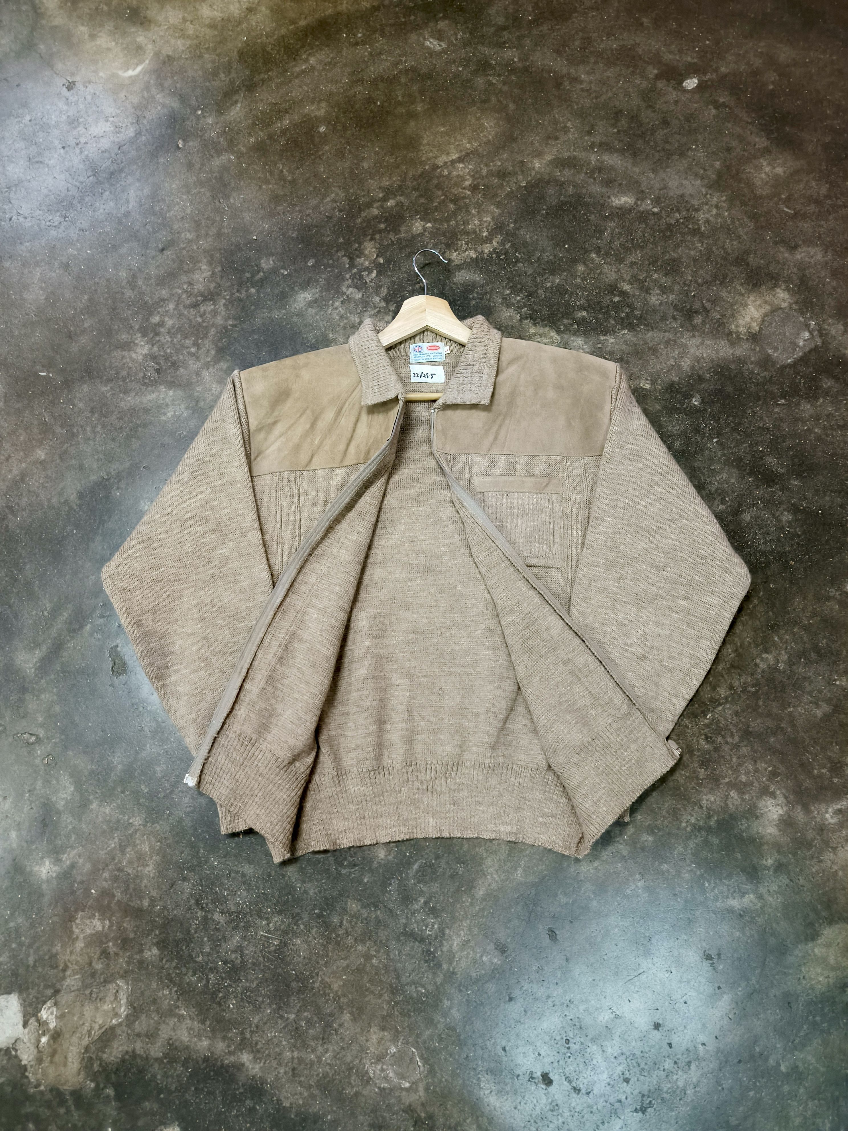 Other UK 90S UK MADE REMPLOY SUEDE WOOL ZIP KNIT JACKET Size US L / EU 52-54 / 3 - 6 Thumbnail