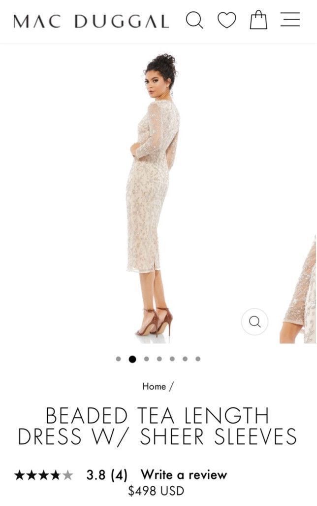 Mac Duggal Women's Mac Duggal Beige Beaded Dress Size 6 Size M / US 6-8 / IT 42-44 - 2 Thumbnail