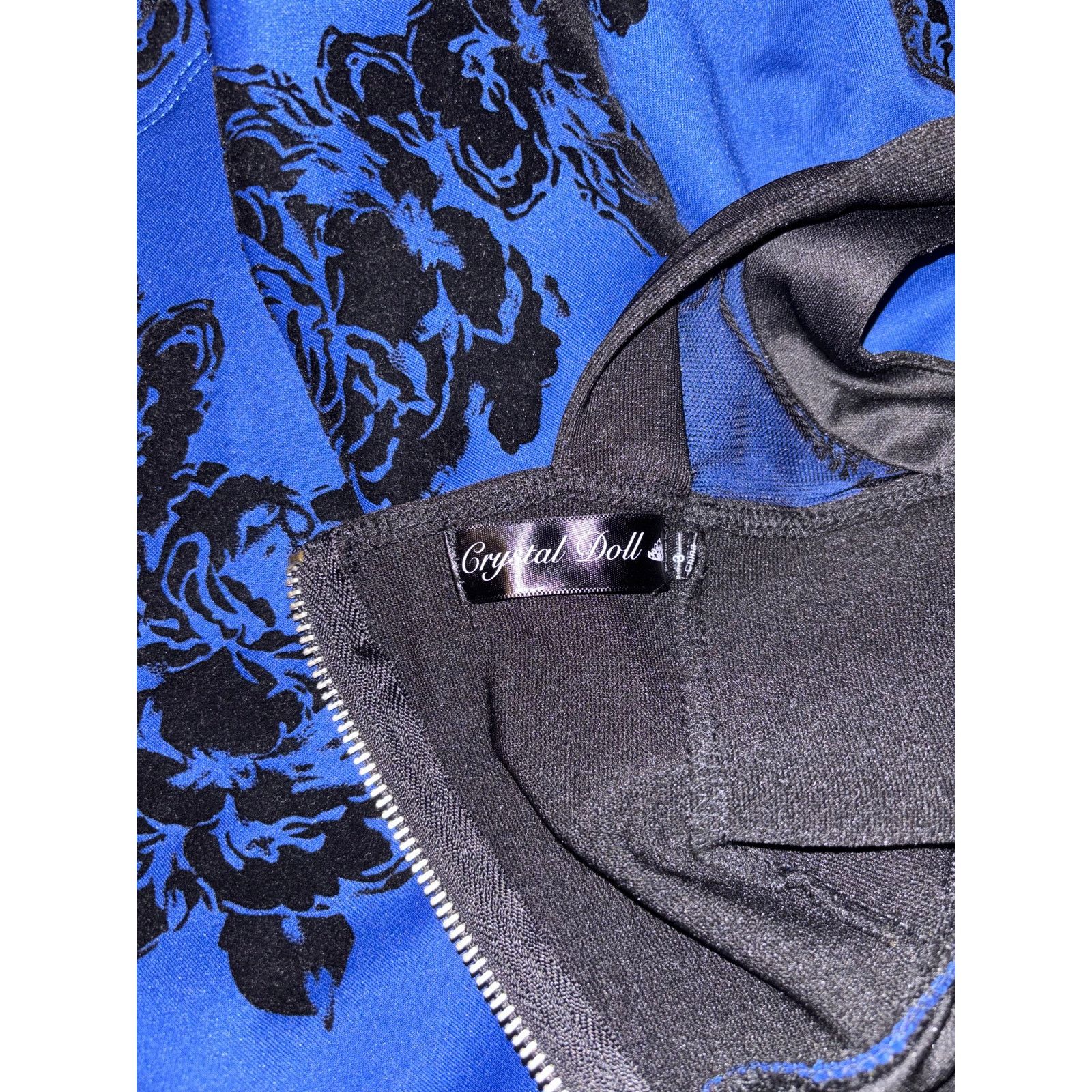 The Unbranded Brand Crystal Doll Black/Blue Floral Party Dress Size 3 Size S / US 4 / IT 40 - 7 Thumbnail